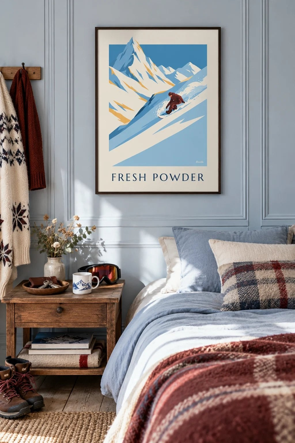 Sfeerbeeld van Affiche snowboard dans la poudreuse