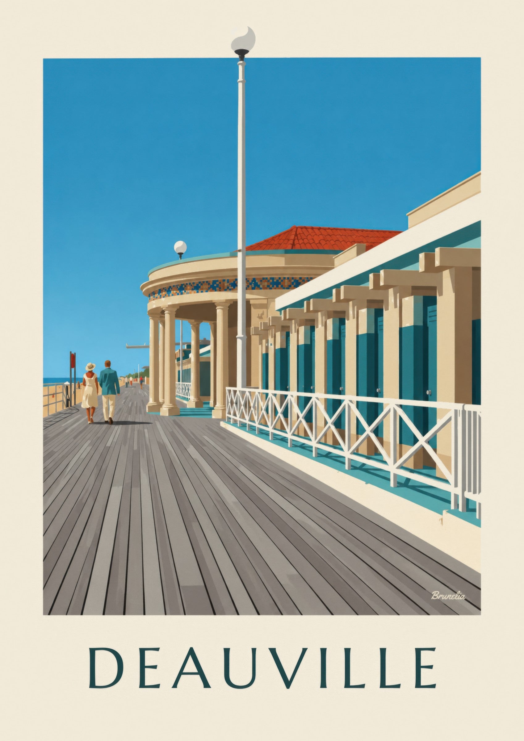 Affiche Deauville les Planches et les Bains pompéiens: detail in close-up