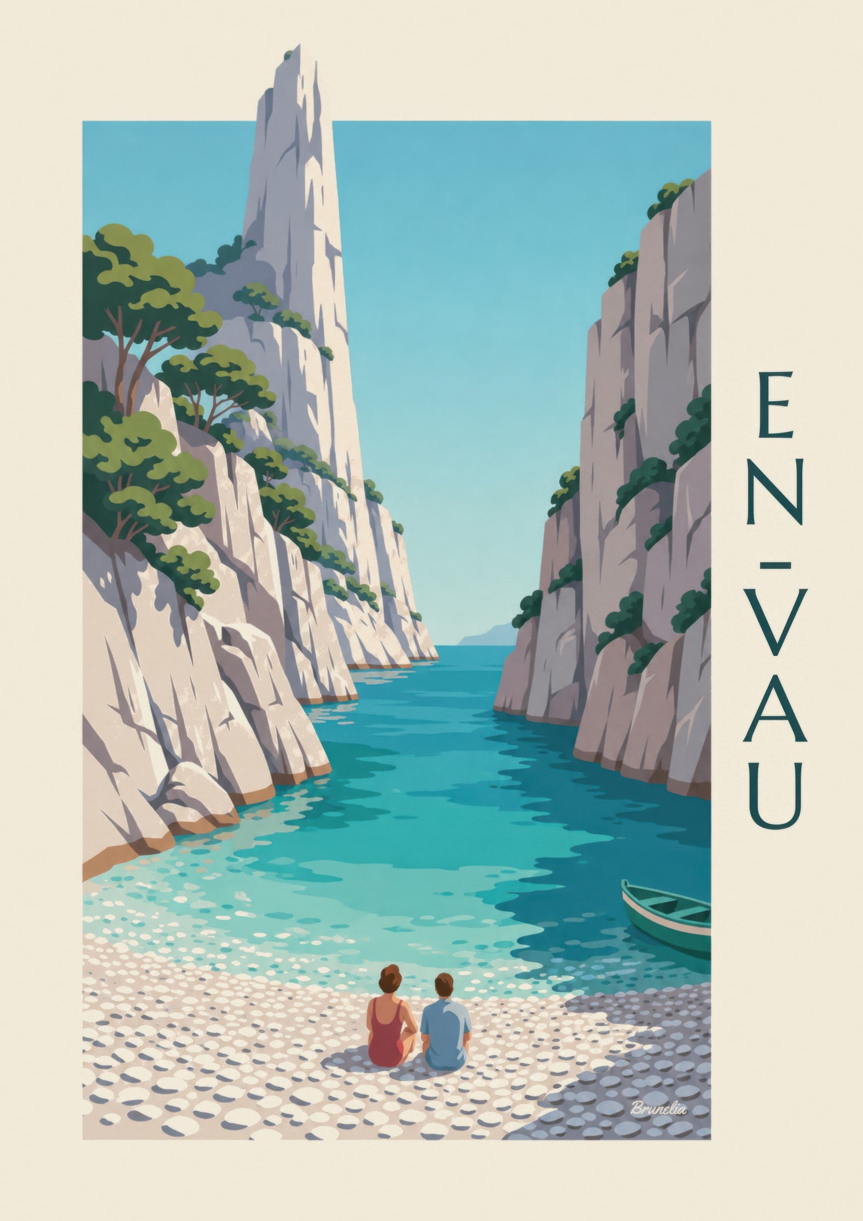 Affiche calanque d’En-Vau et aiguille de roche: detail in close-up