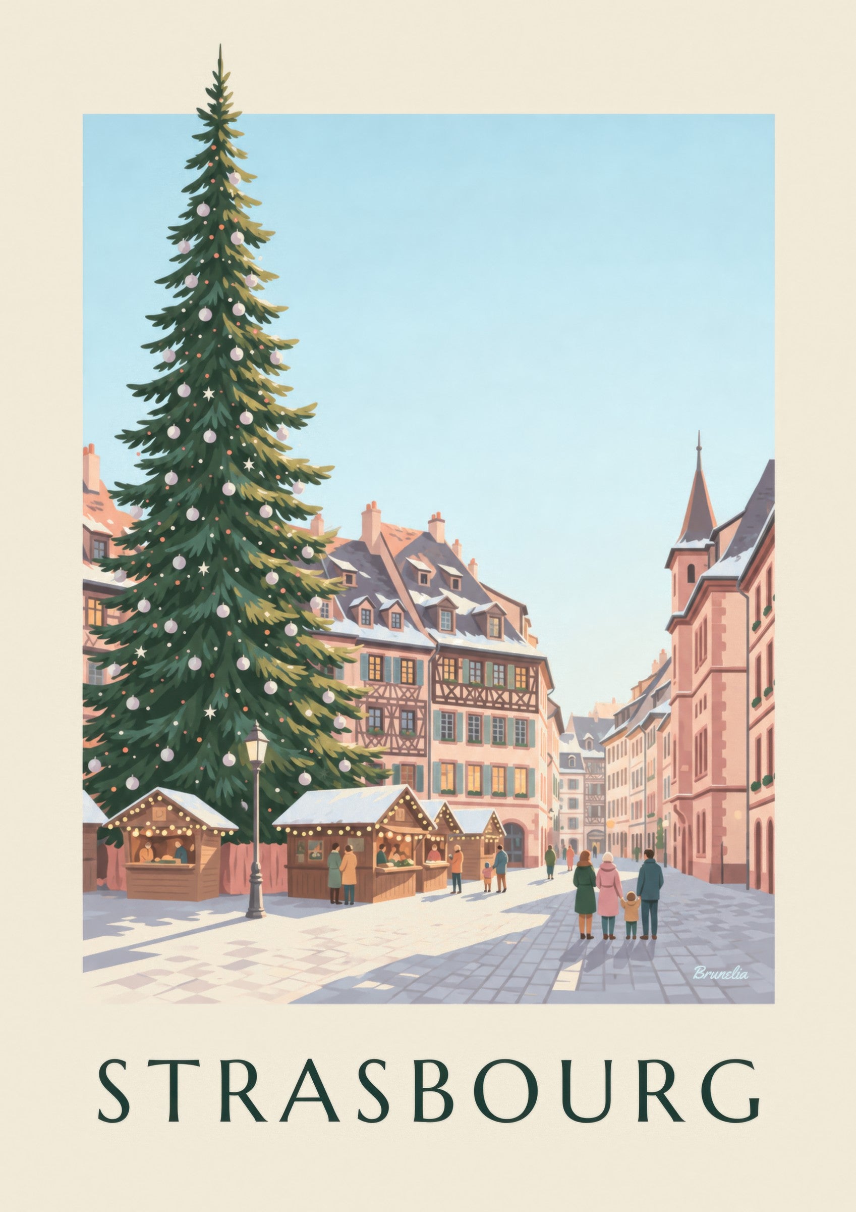 Poster kerstmarkt van Straatsburg: detail in close-up