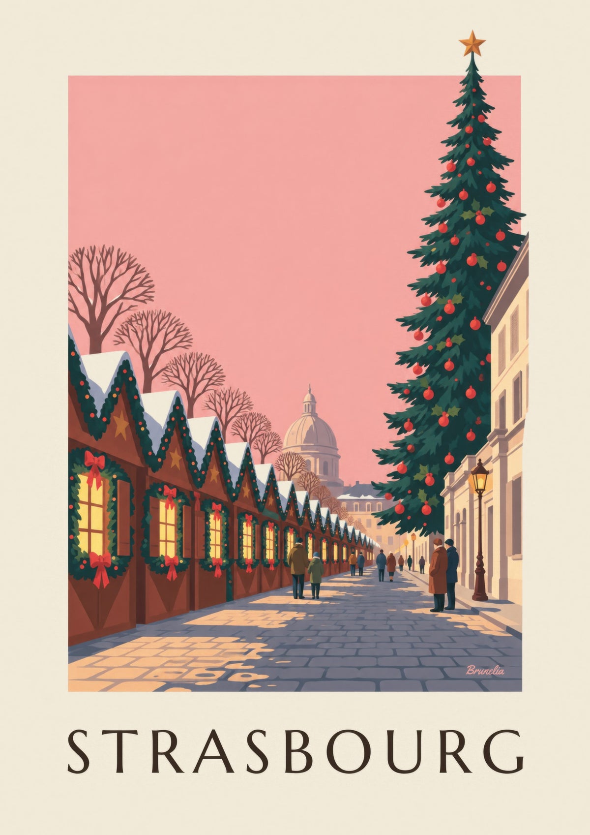 Poster kerstmarkt in Straatsburg, Place Broglie