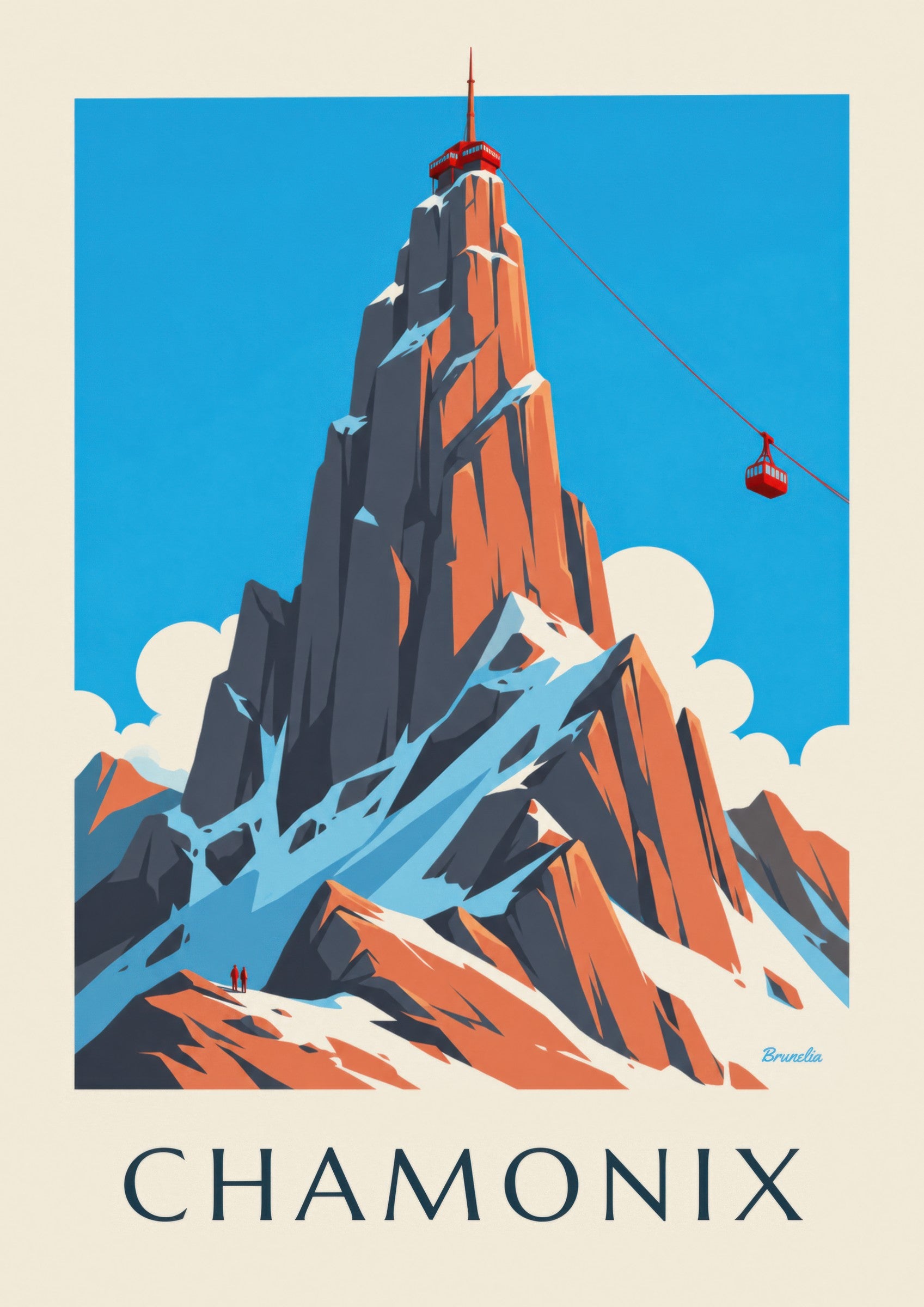 Poster Chamonix, Aiguille du Midi en kabelbaan: detail in close-up