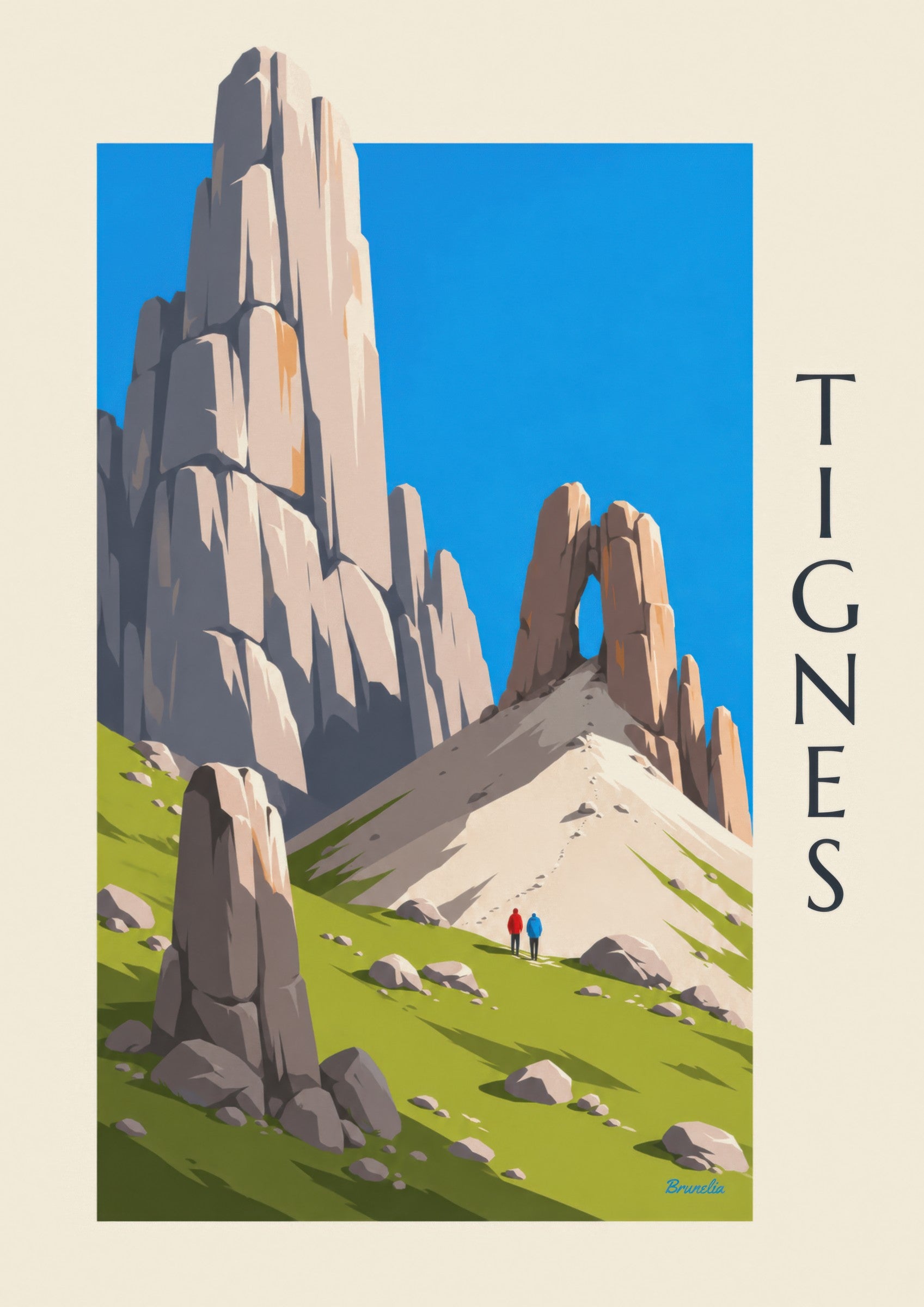 Affiche Tignes, l’Aiguille Percée : détail en gros plan