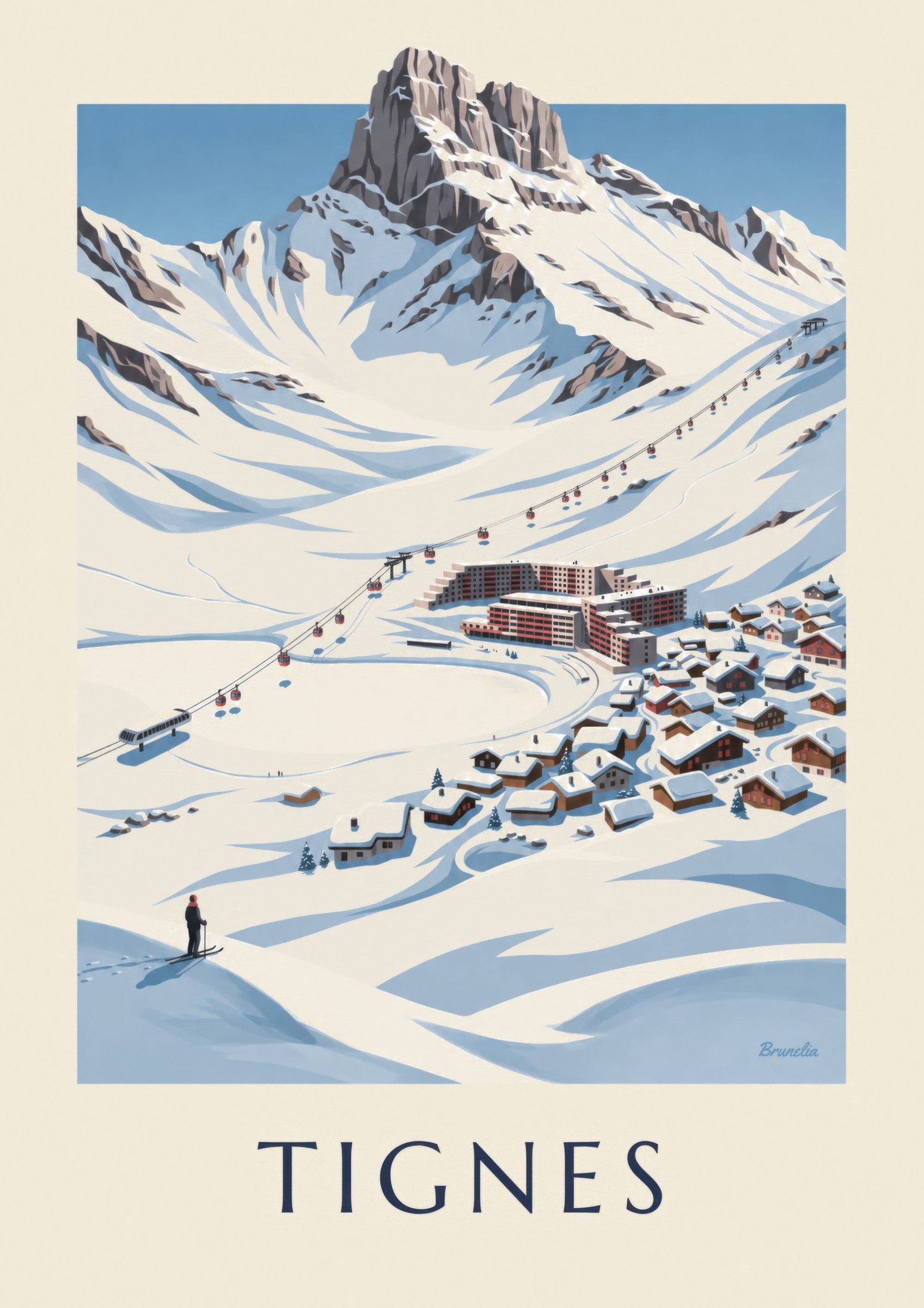 Affiche Tignes-Le Lac sous la neige: detail in close-up