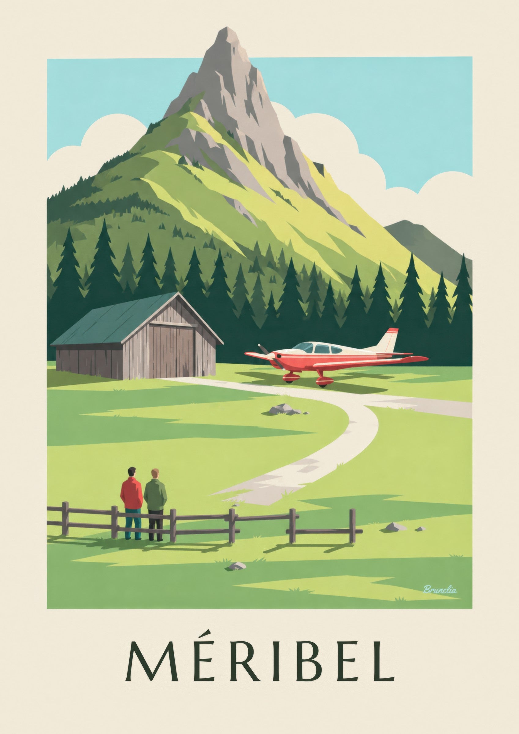 Affiche Méribel, petit avion à l'altiport : détail en gros plan