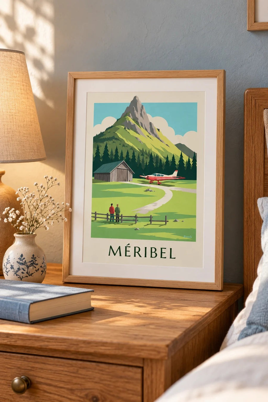 Affiche Méribel, petit avion à l'altiport : petit format A4 encadré