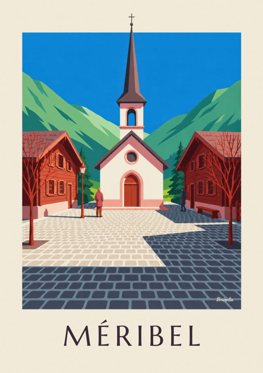 Poster Méribel, roze kapel