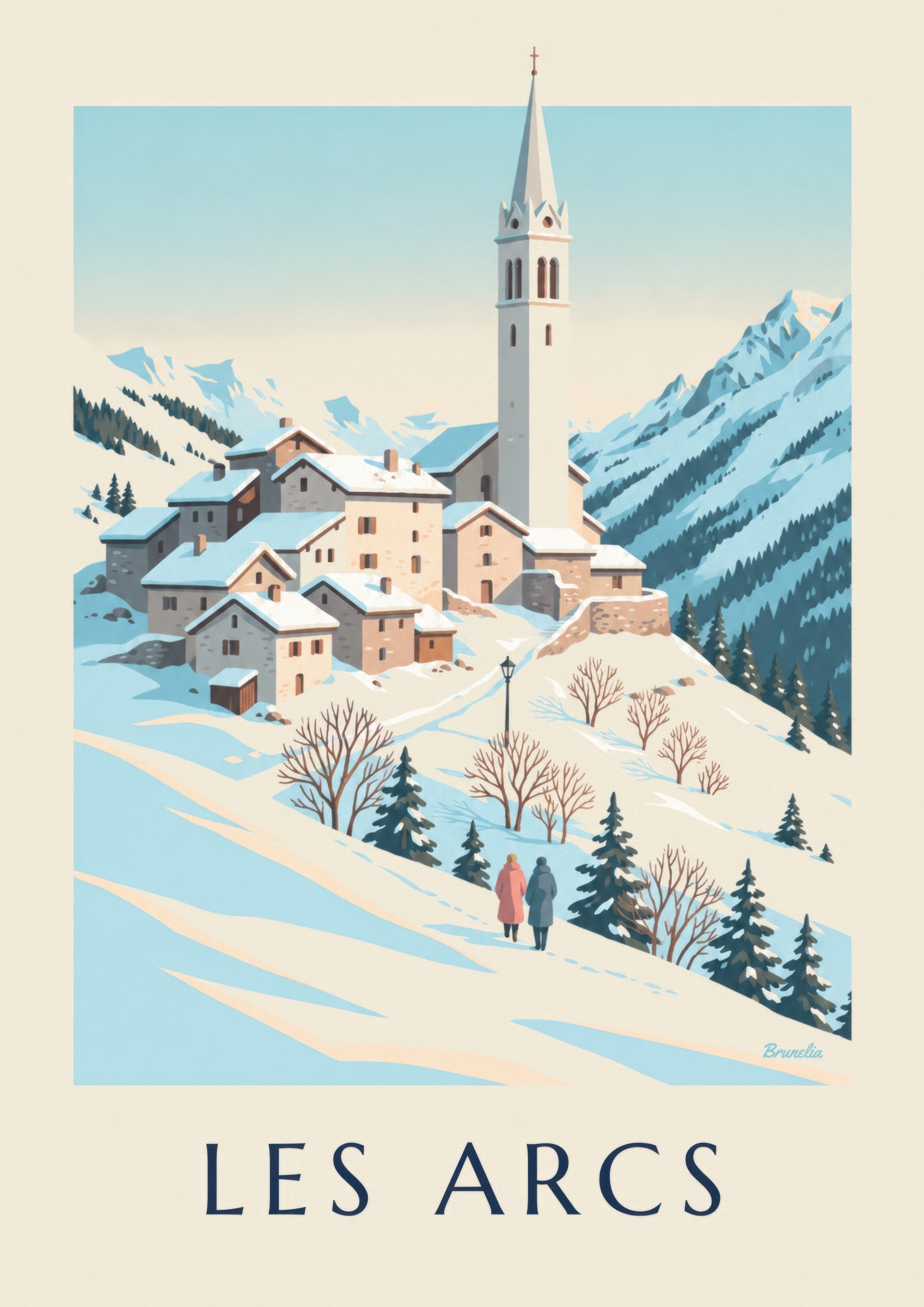 Affiche Les Arcs, Villaroger sous la neige : détail en gros plan