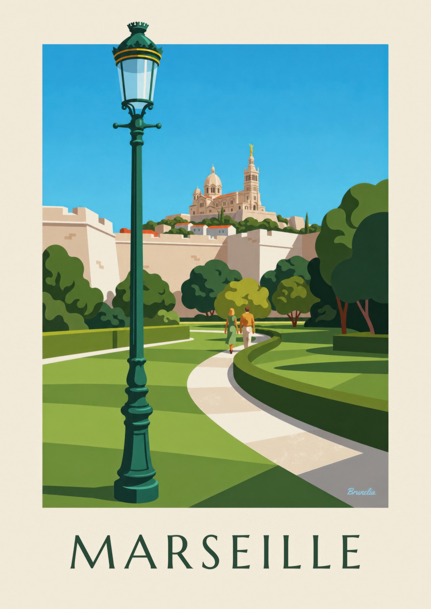 Affiche Notre-Dame-de-la-Garde vue du Pharo: detail in close-up