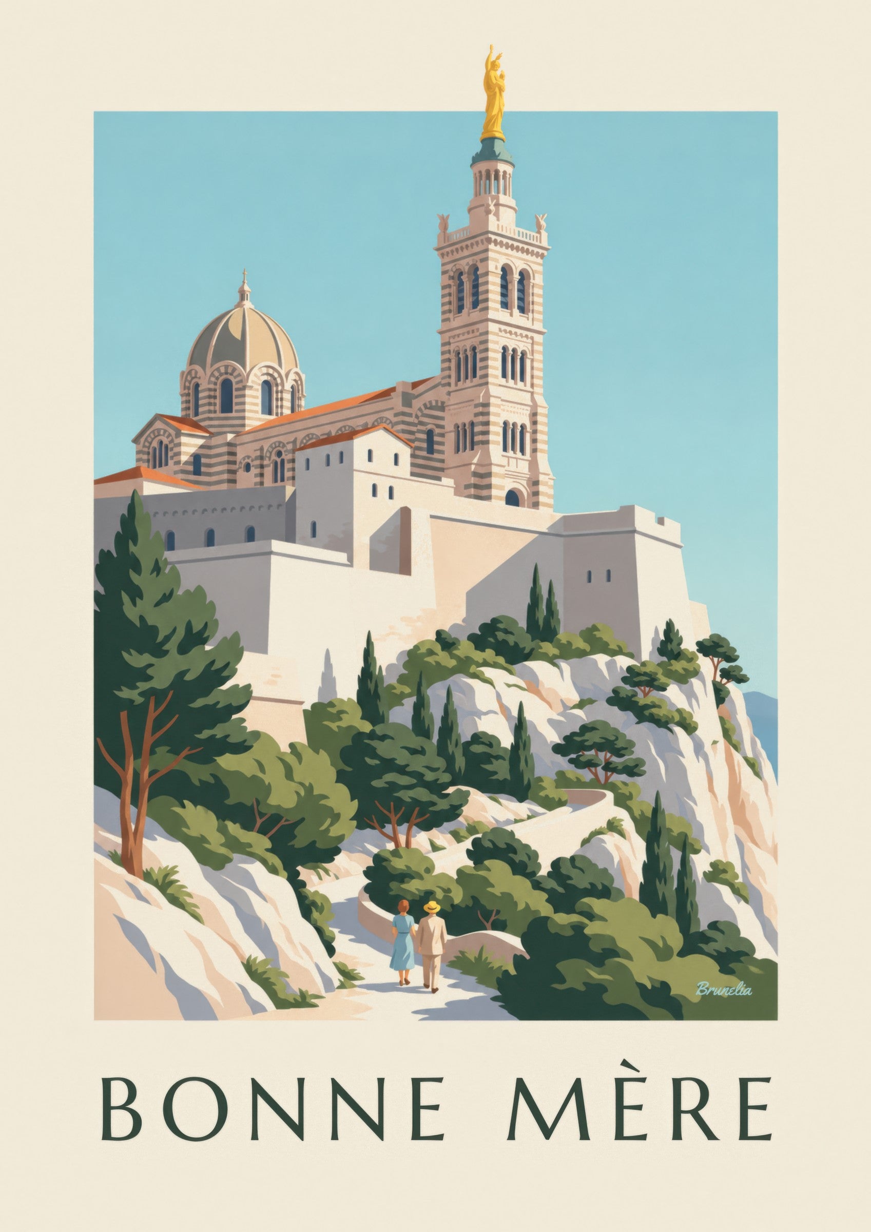 Affiche basilique Notre-Dame-de-la-Garde: detail in close-up