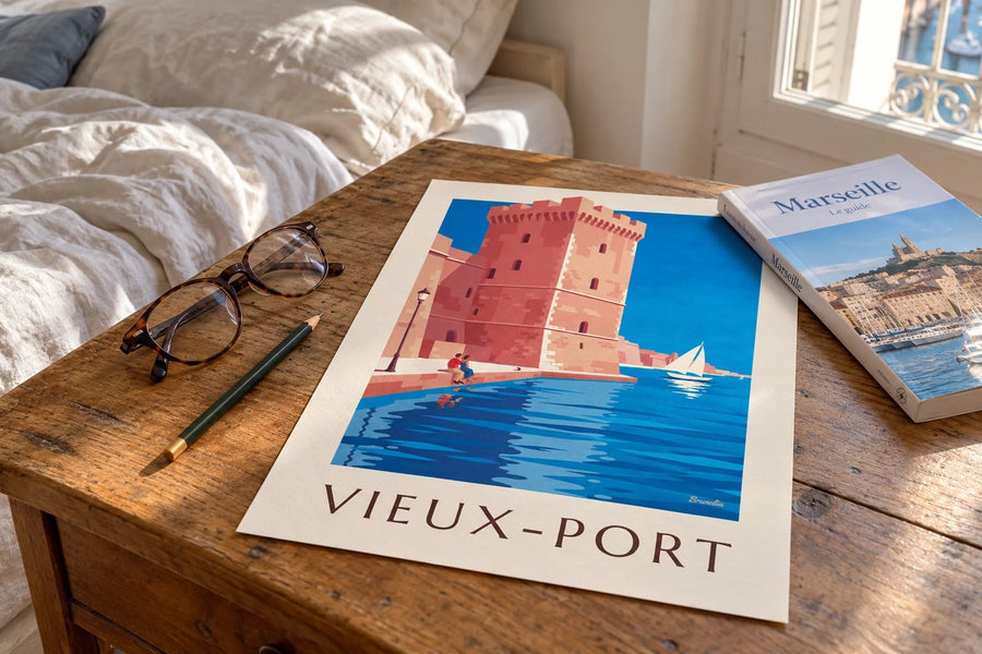 Affiche Tour du Roi René à Marseille : posée sur une table