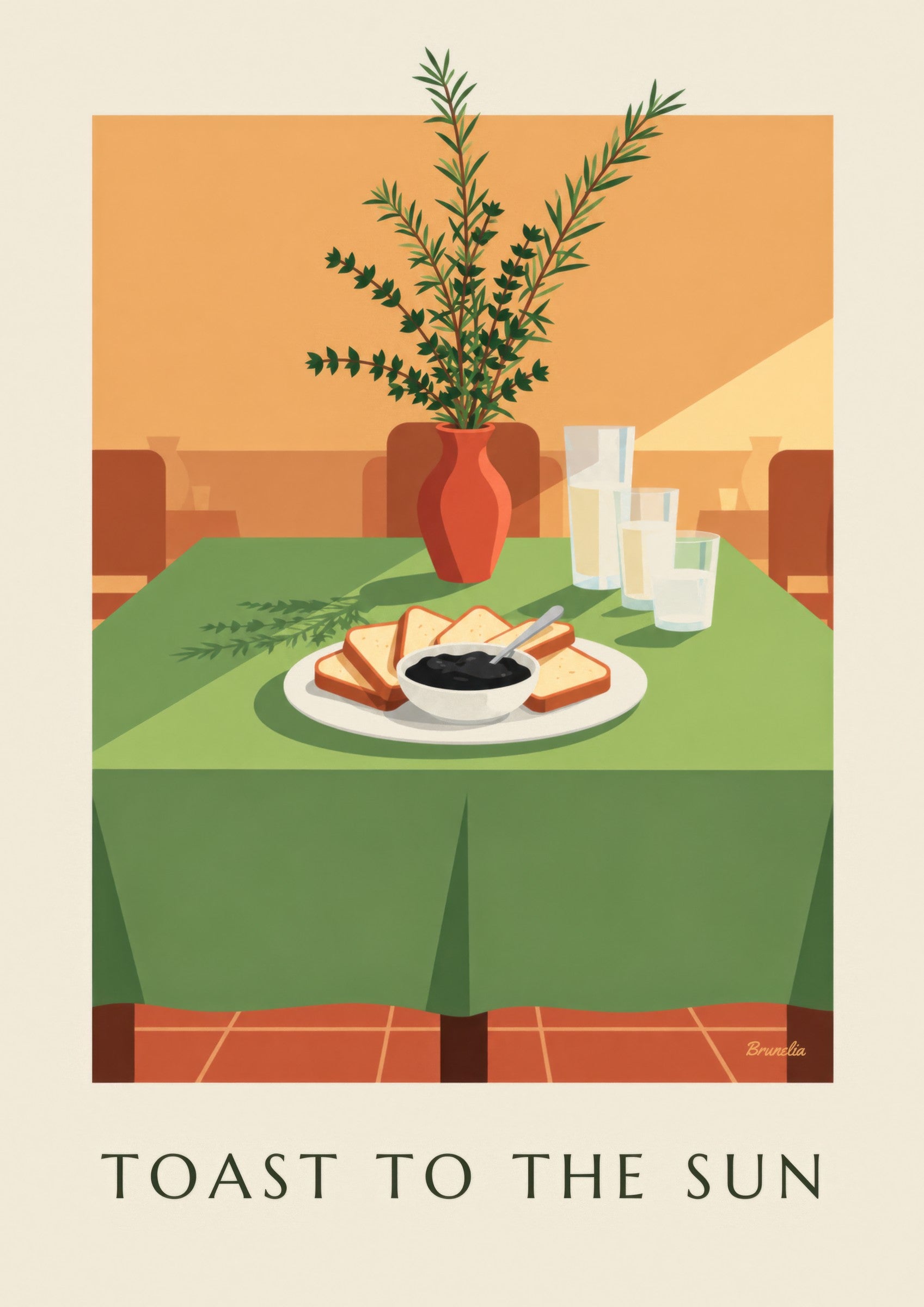 Poster met zwarte tapenade en toastjes voor bij de borrel: detail in close-up