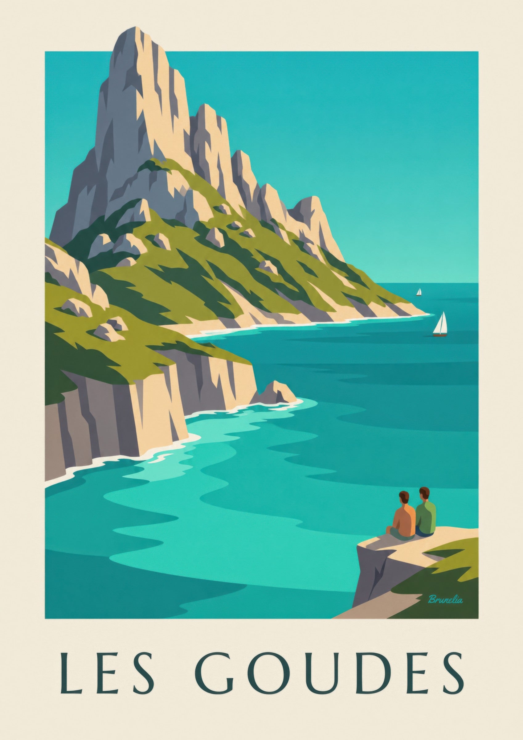 Affiche île Maïre face aux Goudes, eau turquoise: detail in close-up