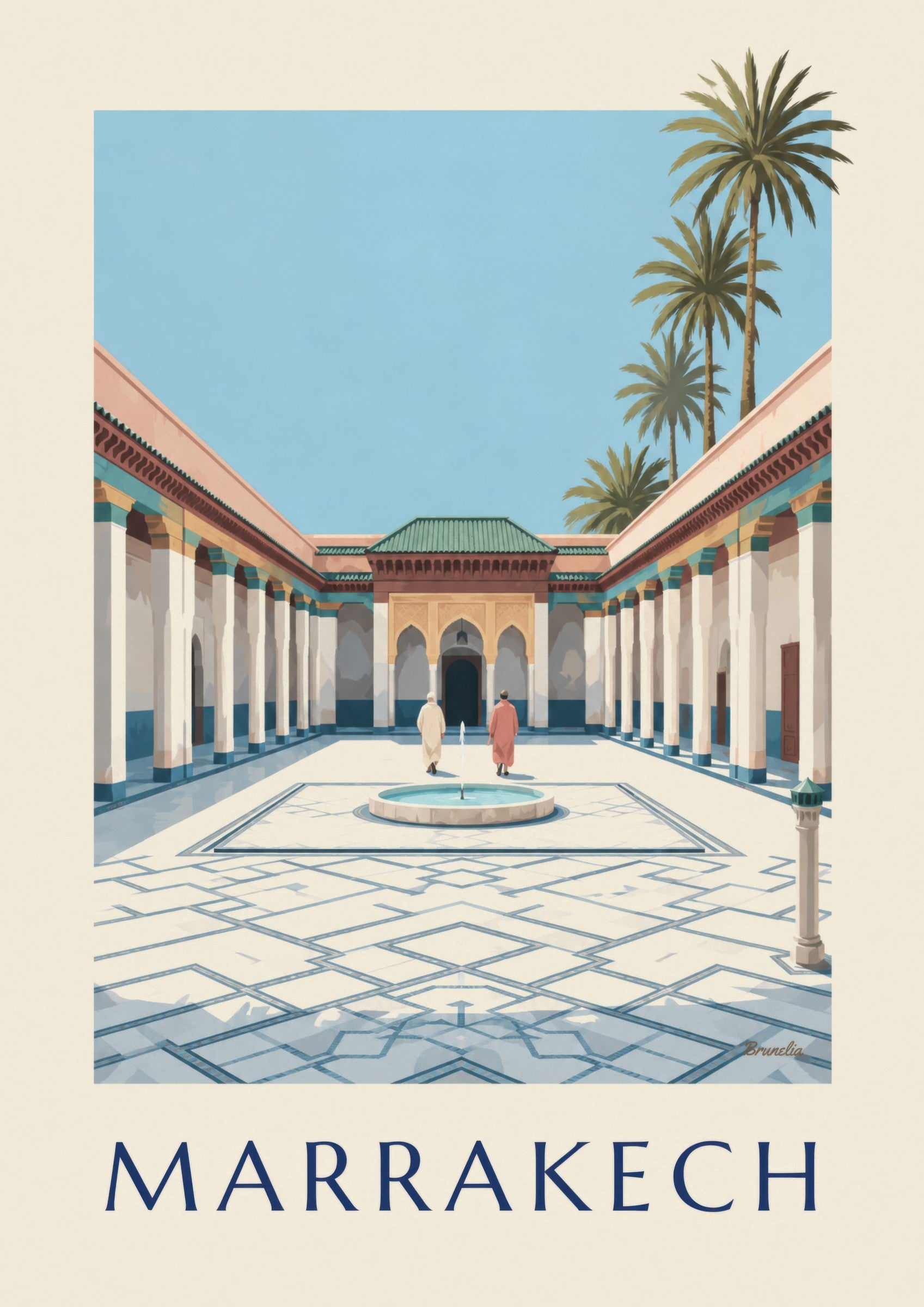 Affiche palais de la Bahia à Marrakech : détail en gros plan