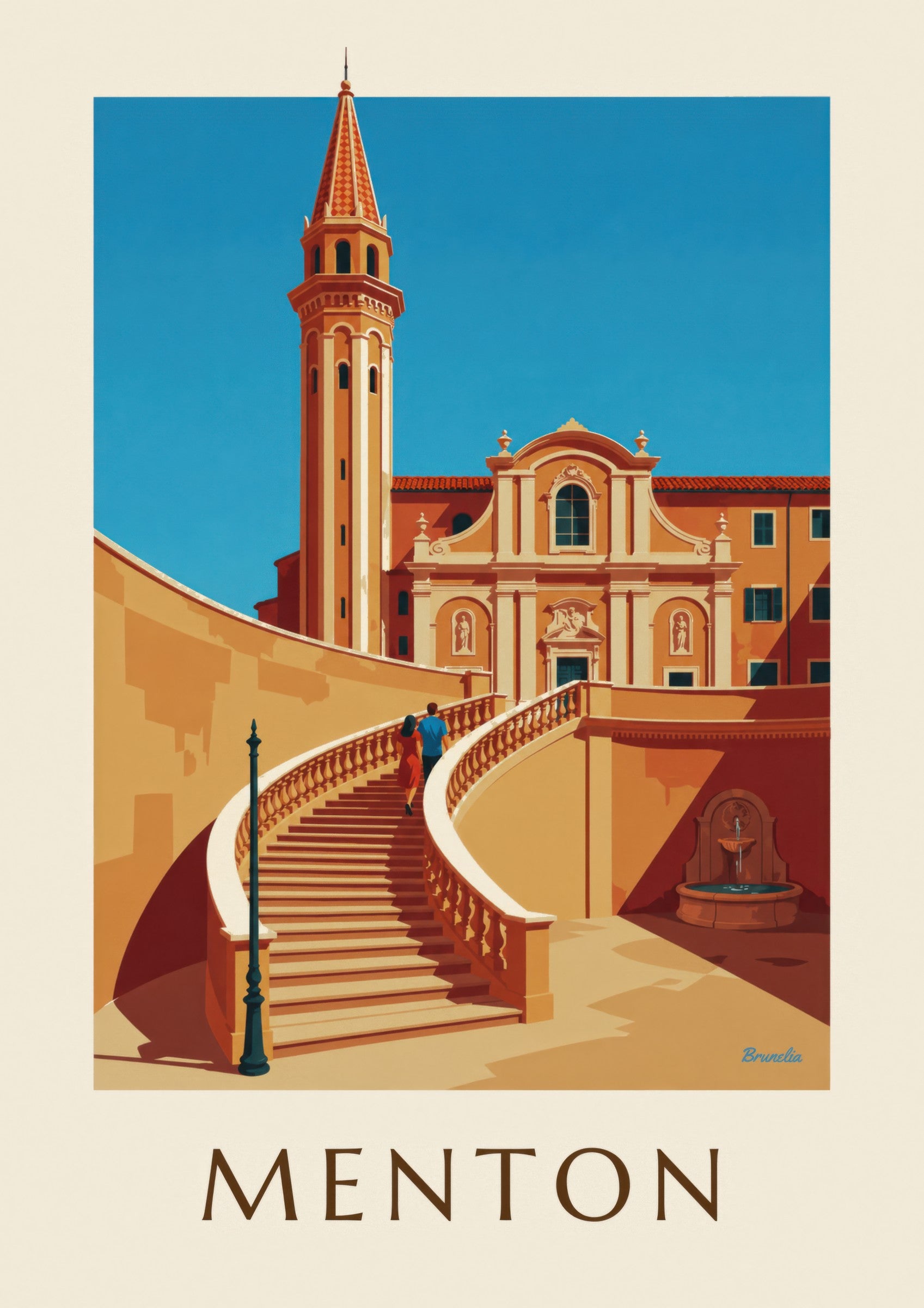 Affiche basilique Saint-Michel à Menton: detail in close-up
