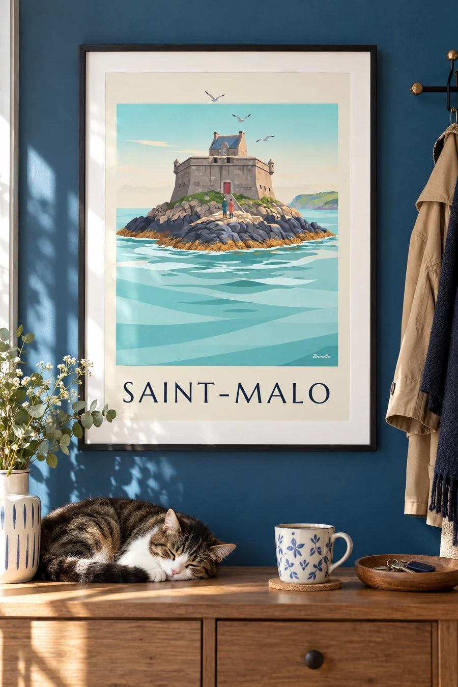 Affiche du fort du Petit Bé à Saint-Malo : encadrée au mur