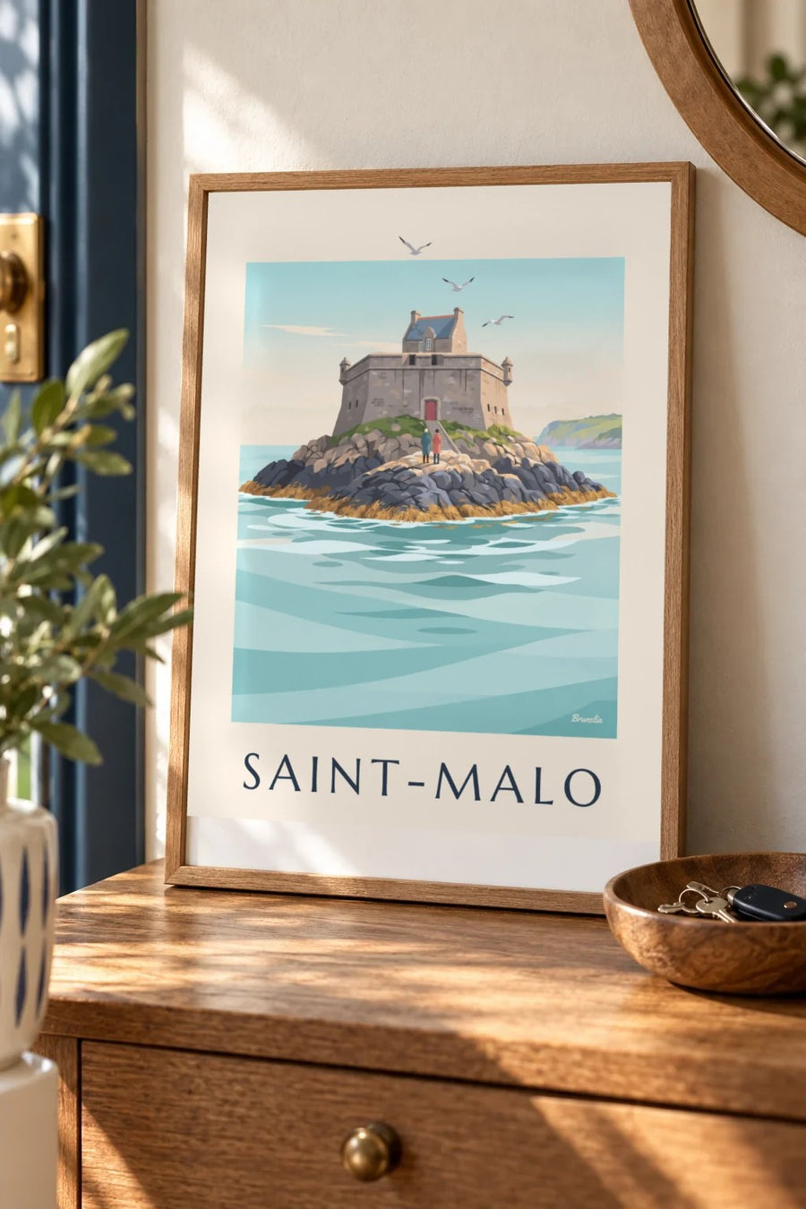 Affiche du fort du Petit Bé à Saint-Malo : petit format A4 encadré