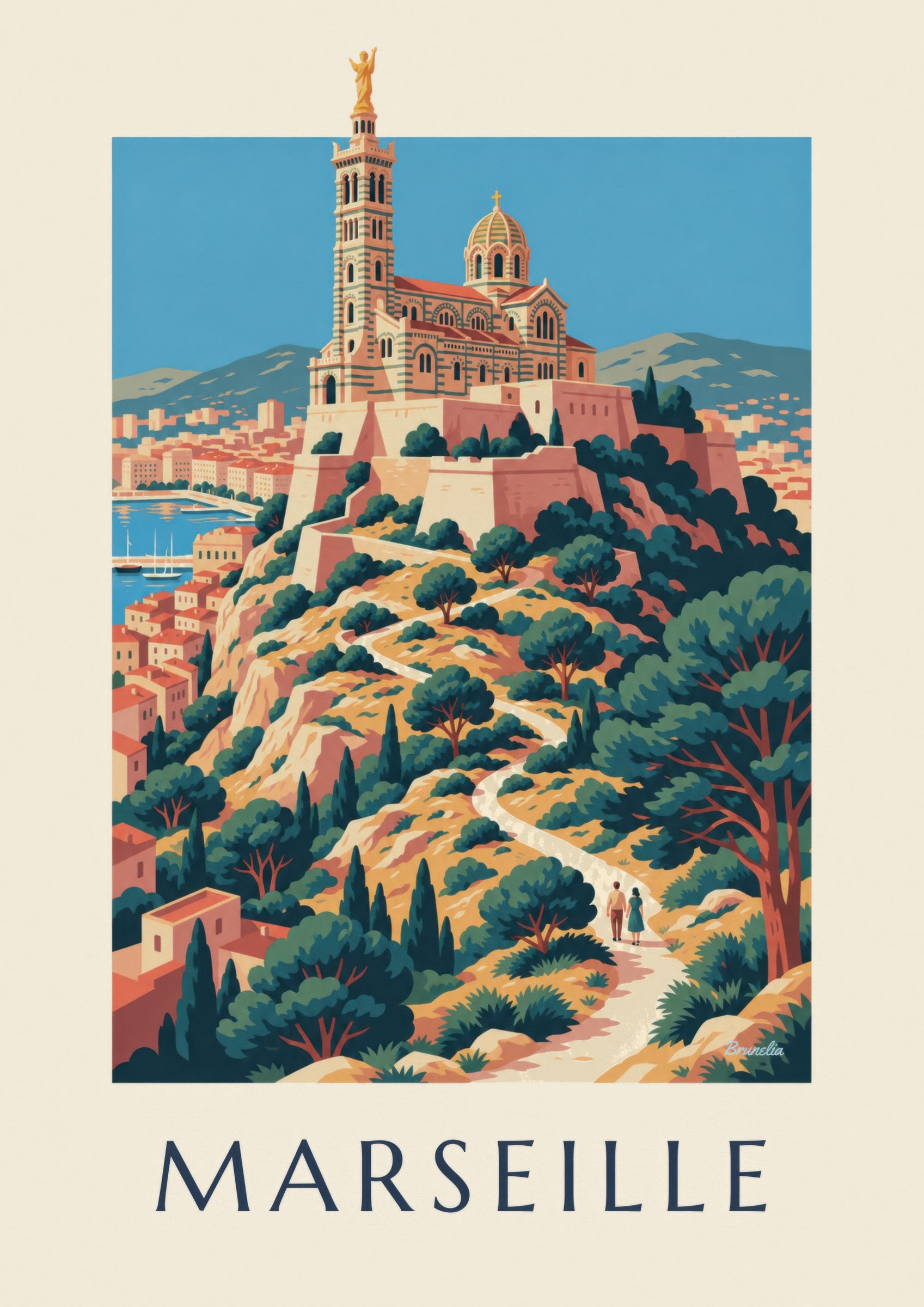 Affiche Notre-Dame-de-la-Garde au coucher du soleil: detail in close-up
