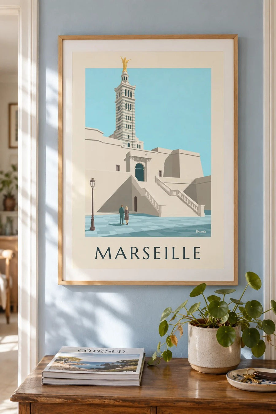 Affiche grand escalier de Notre-Dame-de-la-Garde : encadrée au mur