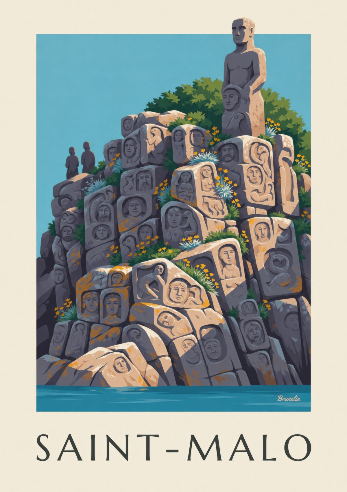 Affiche Rochers sculptés de Rothéneuf à Saint-Malo