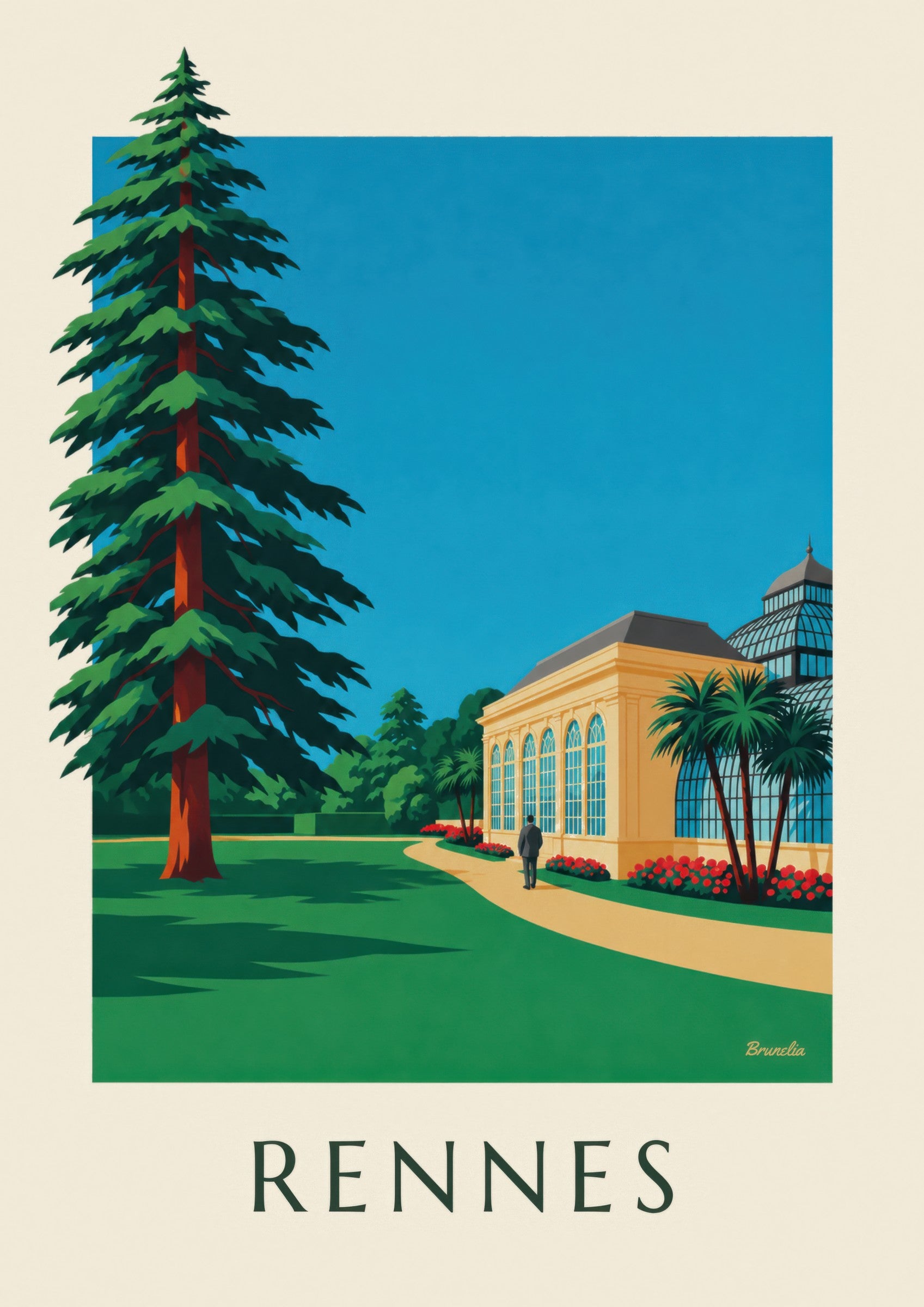 Affiche Rennes, parc du Thabor et son orangerie : détail en gros plan