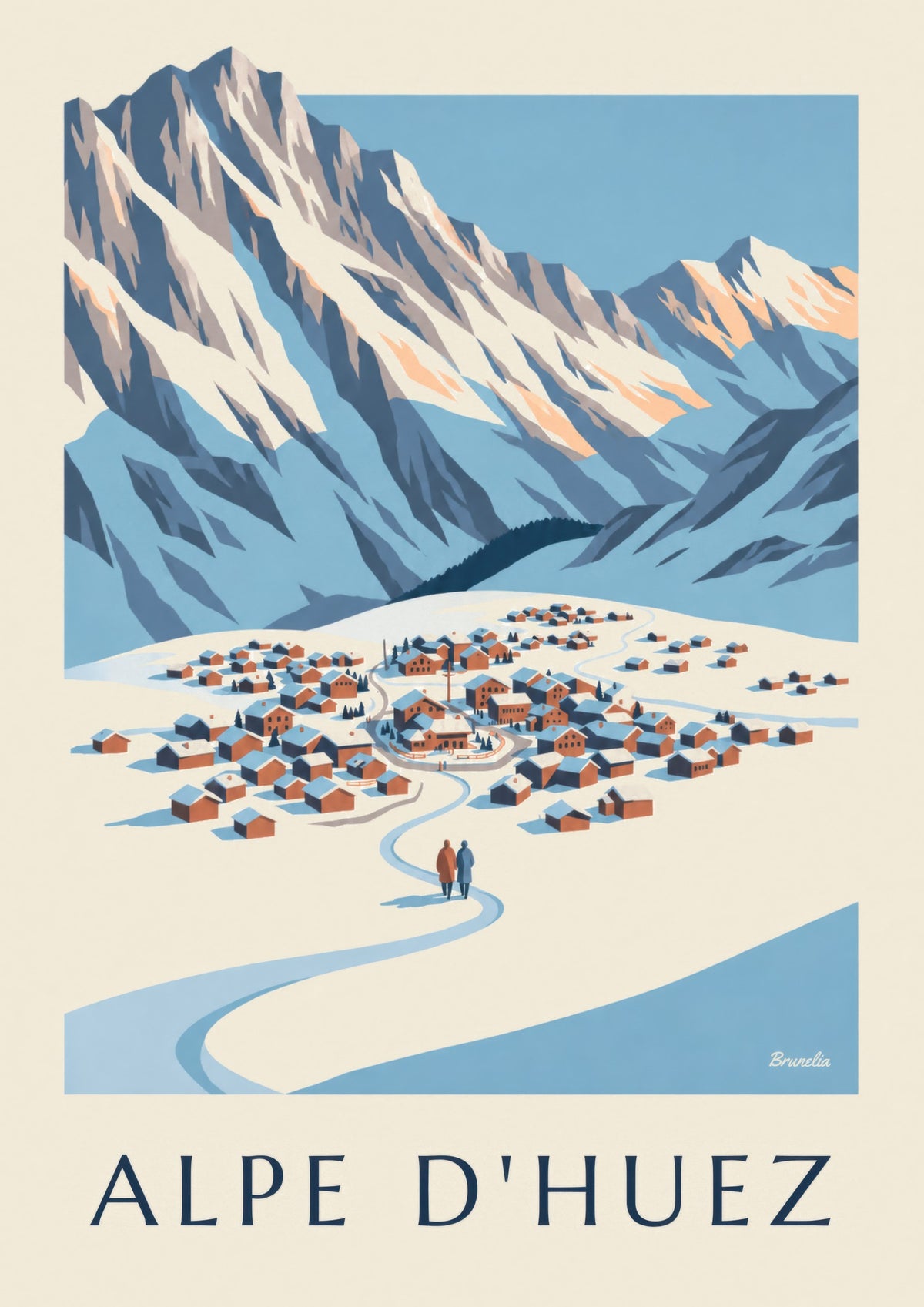 Affiche Alpe d'Huez vue du Pic Blanc en hiver