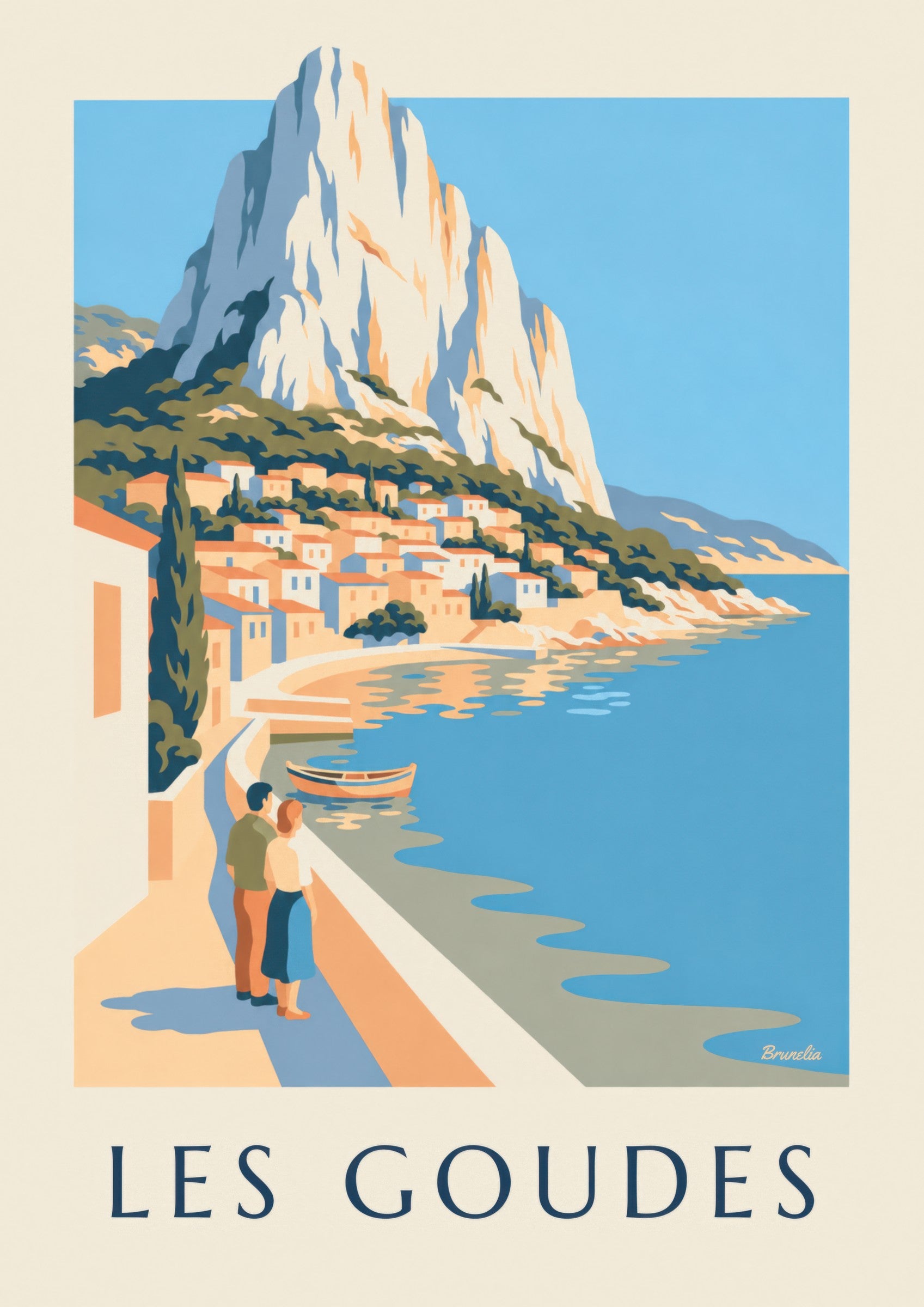 Affiche Les Goudes vue de la mer: detail in close-up