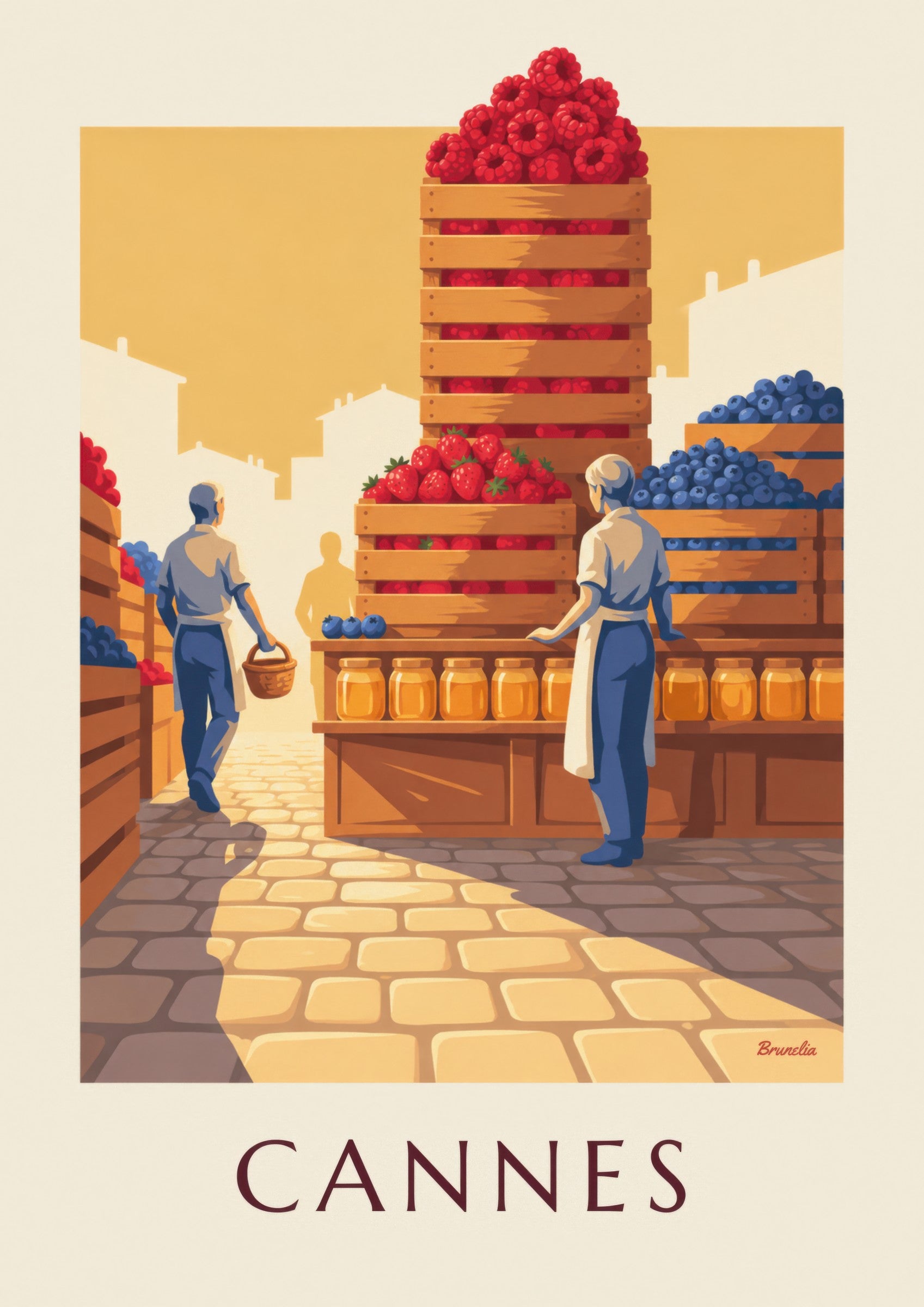 Poster van de Forville-markt in Cannes, rood fruit: detail in close-up