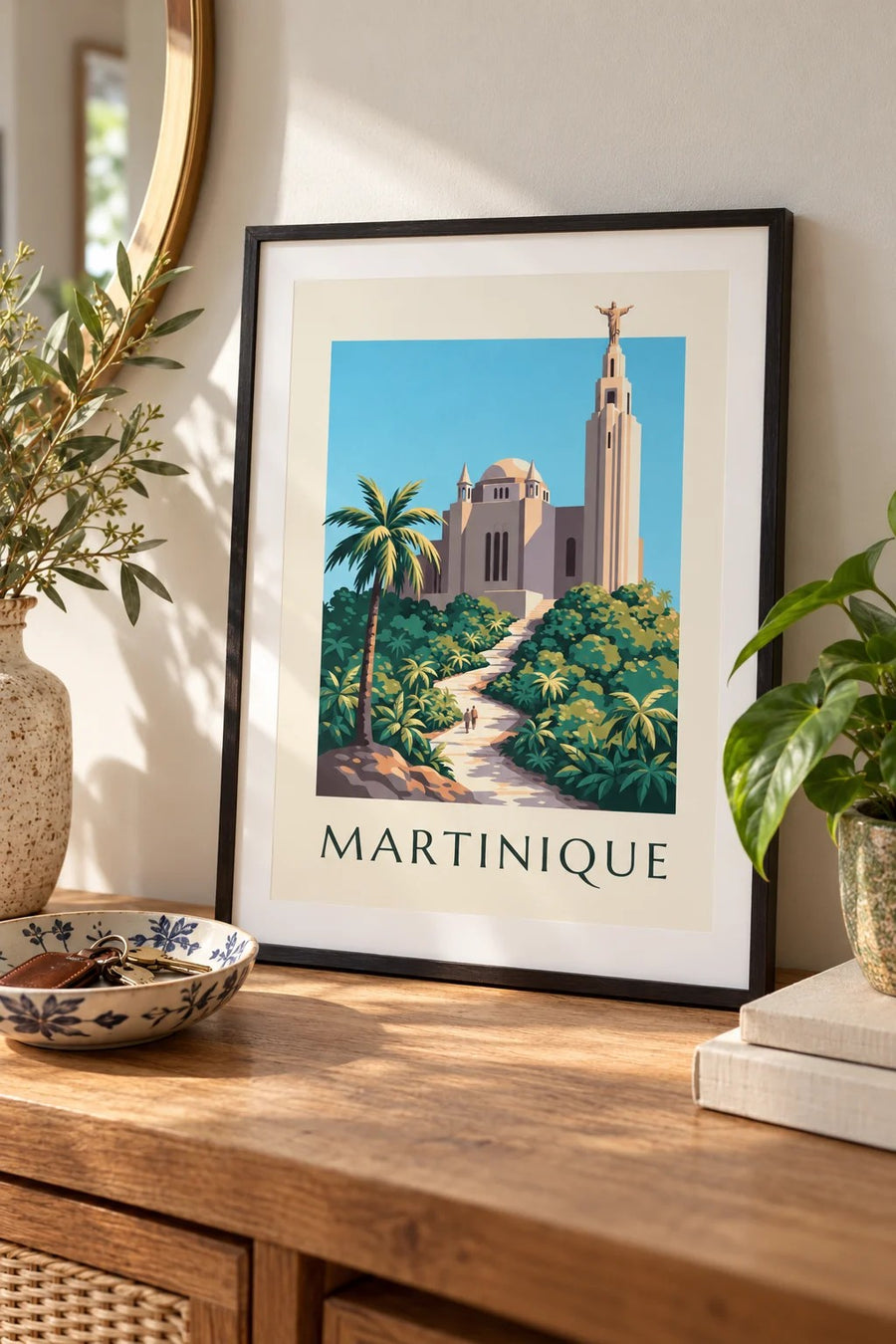 Poster van Martinique, de Sacré-Cœurkerk van Balata : klein A4-formaat, ingelijst