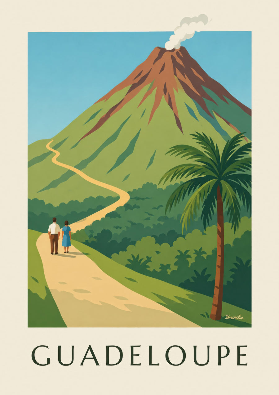 Affiche Guadeloupe, volcan de la Soufrière