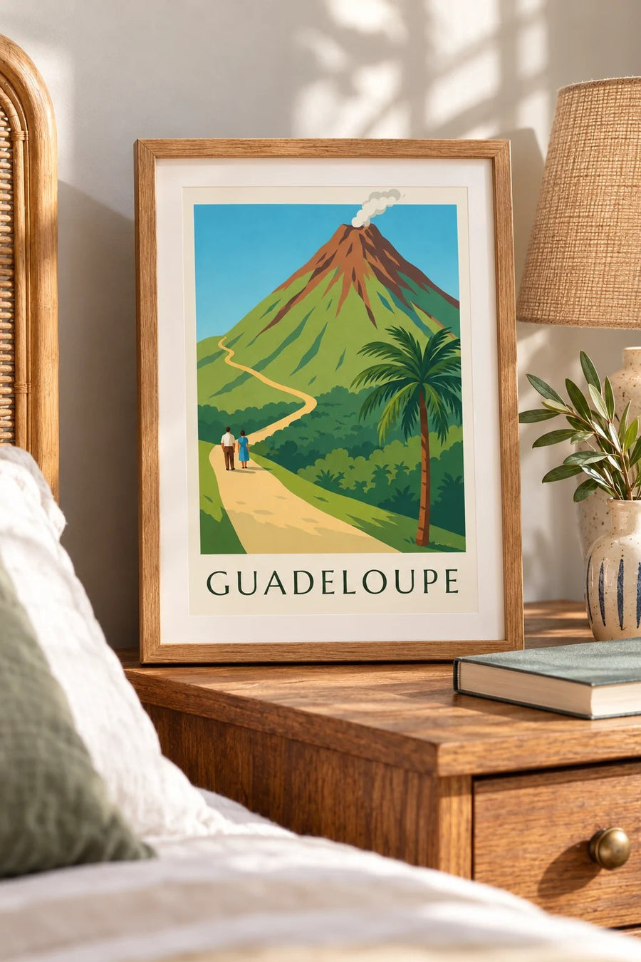 Affiche Guadeloupe, volcan de la Soufrière : petit format A4 encadré