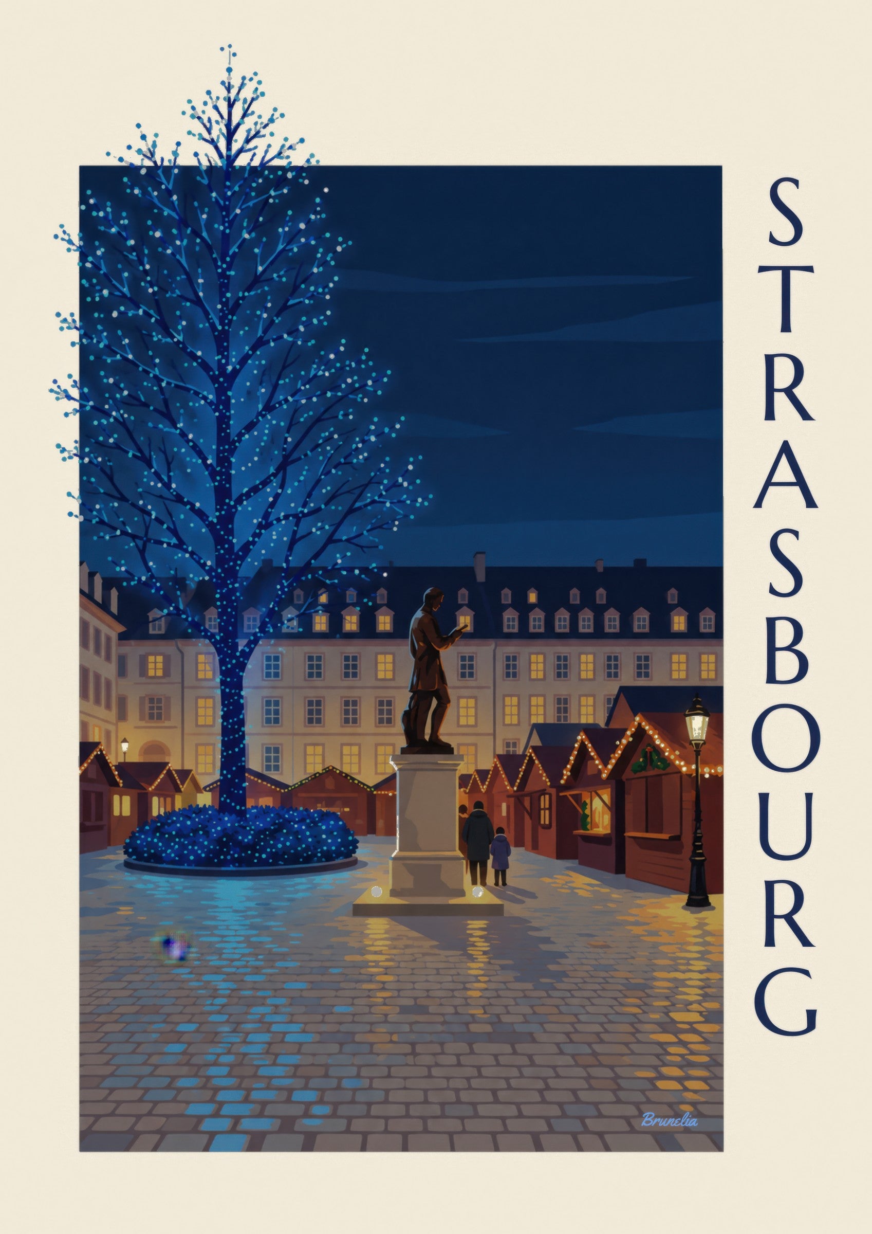 Affiche Noël à Strasbourg, place Gutenberg: detail in close-up