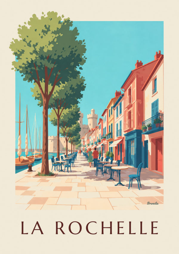 Poster van Le Gabut in La Rochelle, kleurrijke huizen