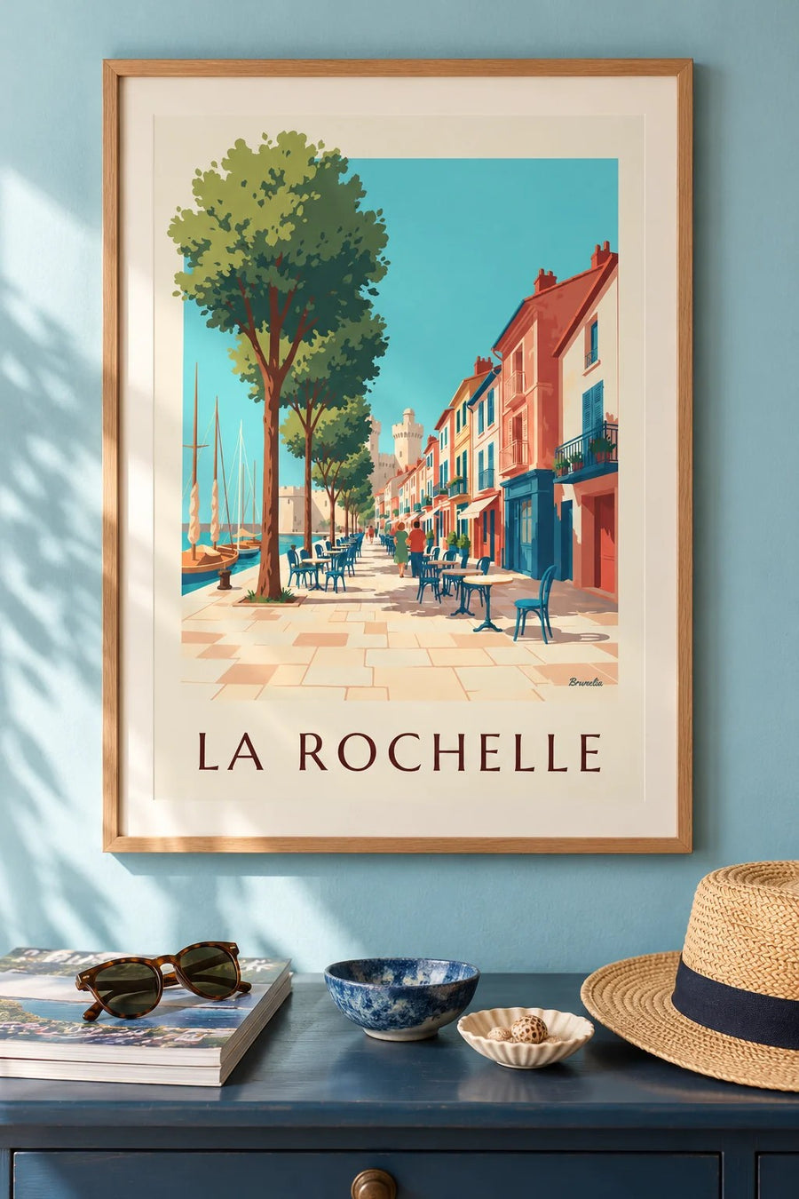 Affiche du Gabut à La Rochelle, maisons colorées : encadrée au mur