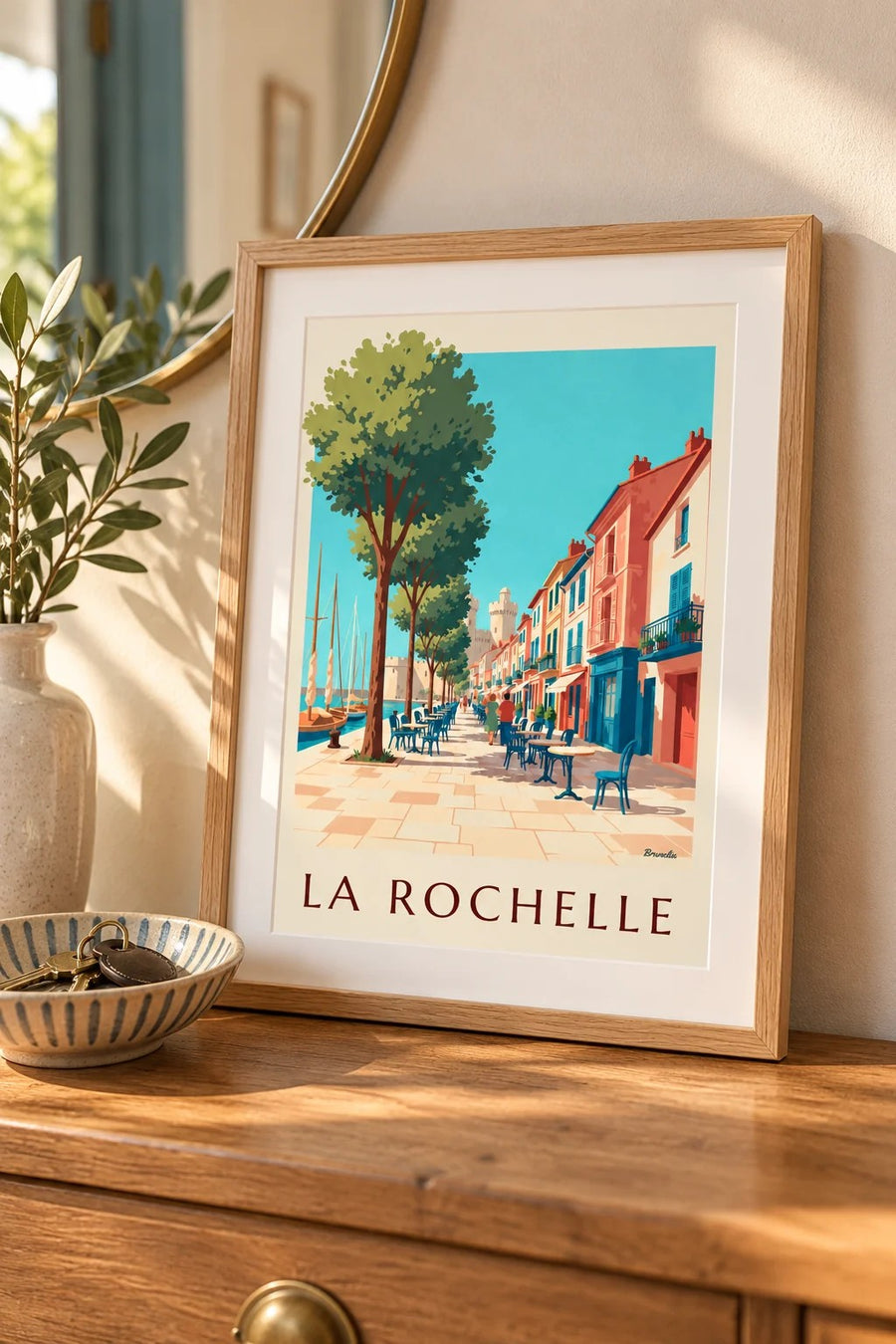 Affiche du Gabut à La Rochelle, maisons colorées : petit format A4 encadré