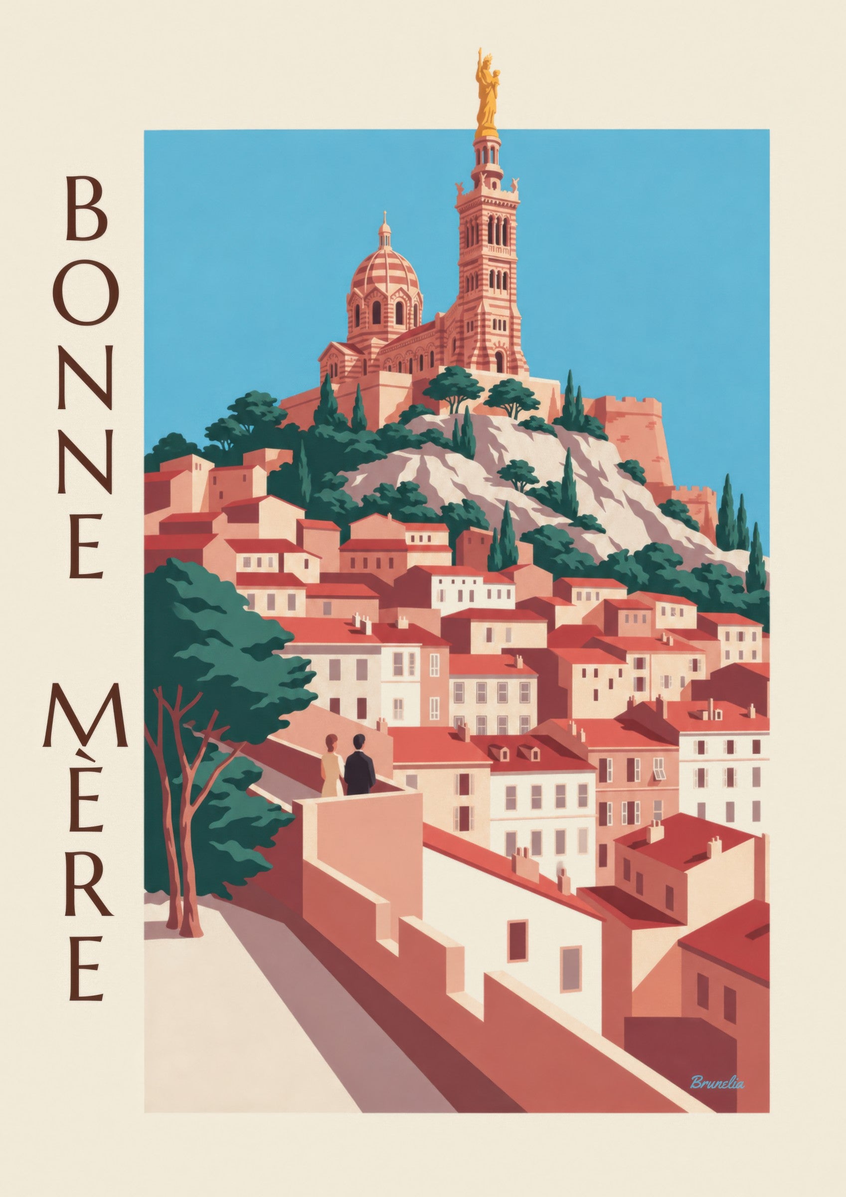 Affiche Notre-Dame-de-la-Garde à Marseille: detail in close-up