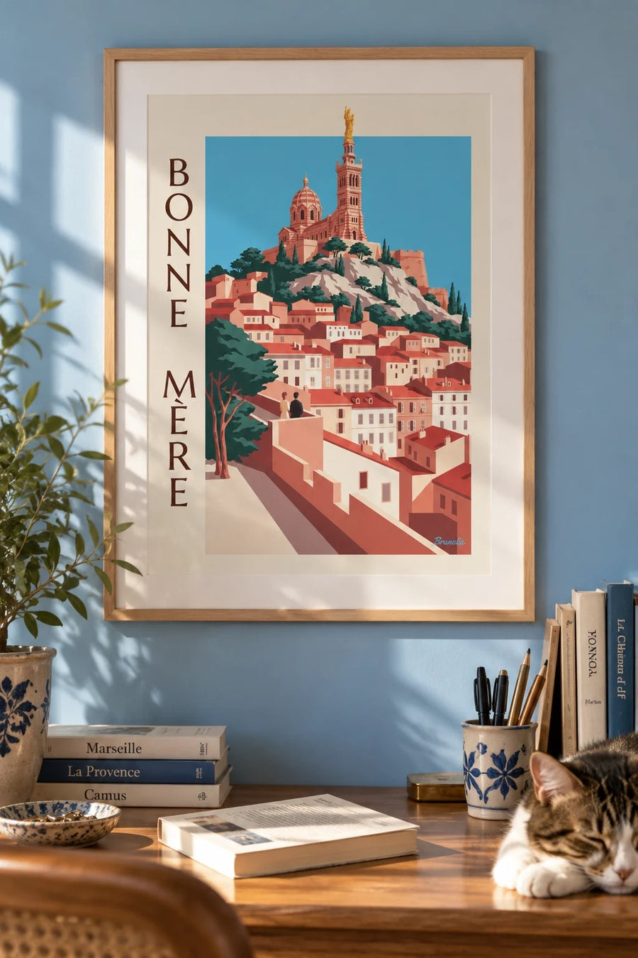 Affiche Notre-Dame-de-la-Garde à Marseille : encadrée au mur