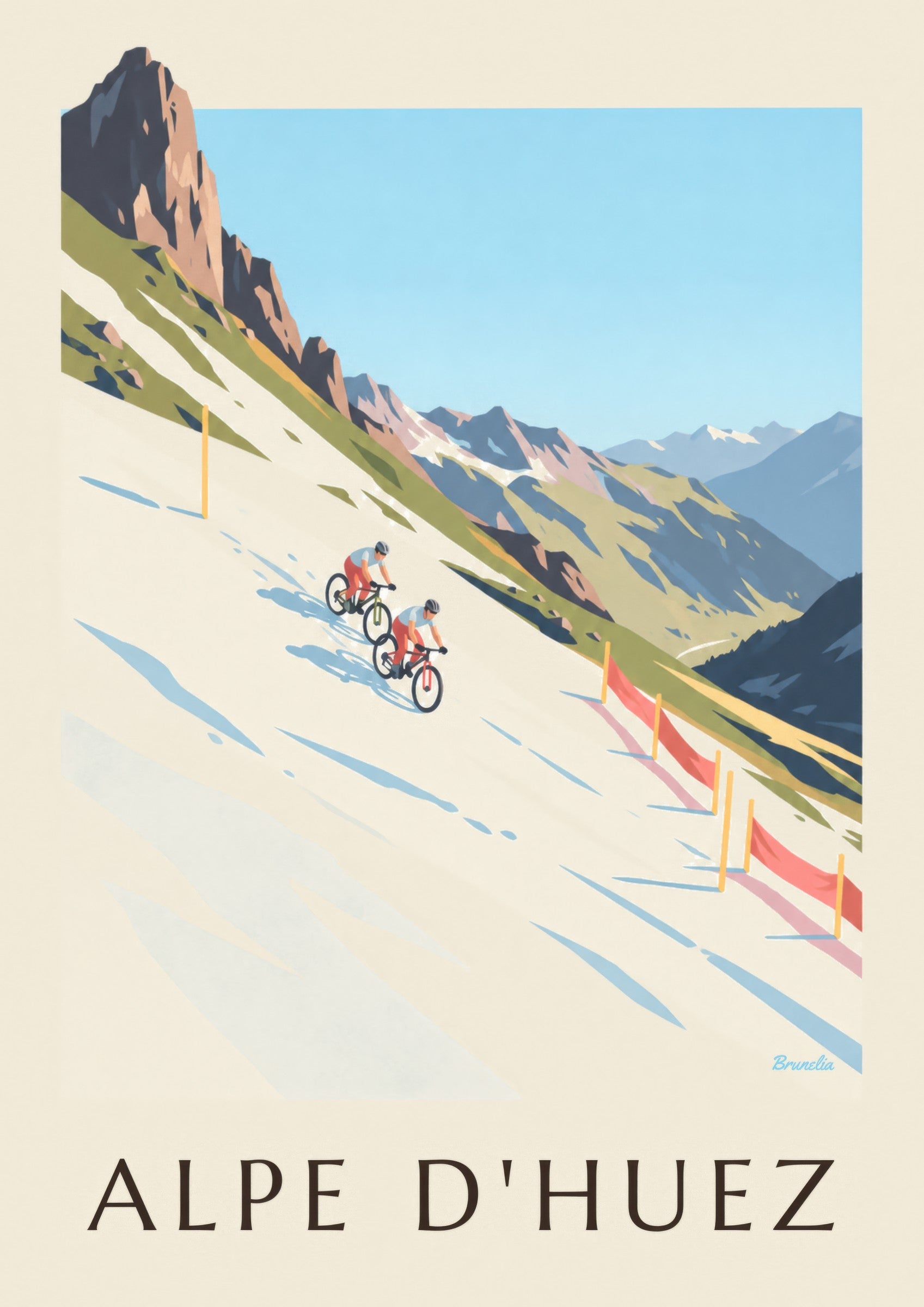 Affiche Alpe d'Huez, VTT sur la neige: detail in close-up