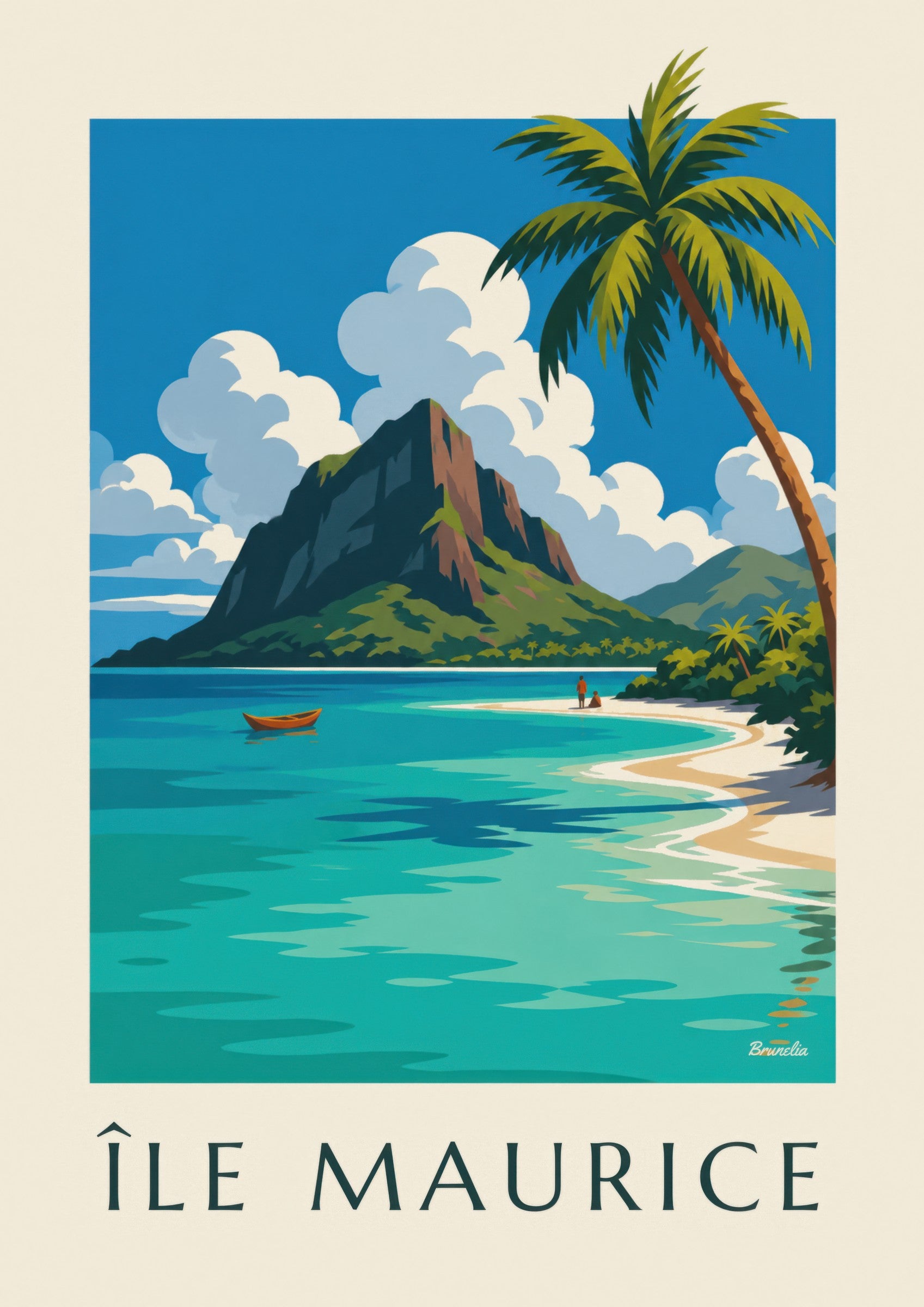 Affiche Le Morne Brabant et son lagon (titre ÎLE MAURICE) : détail en gros plan
