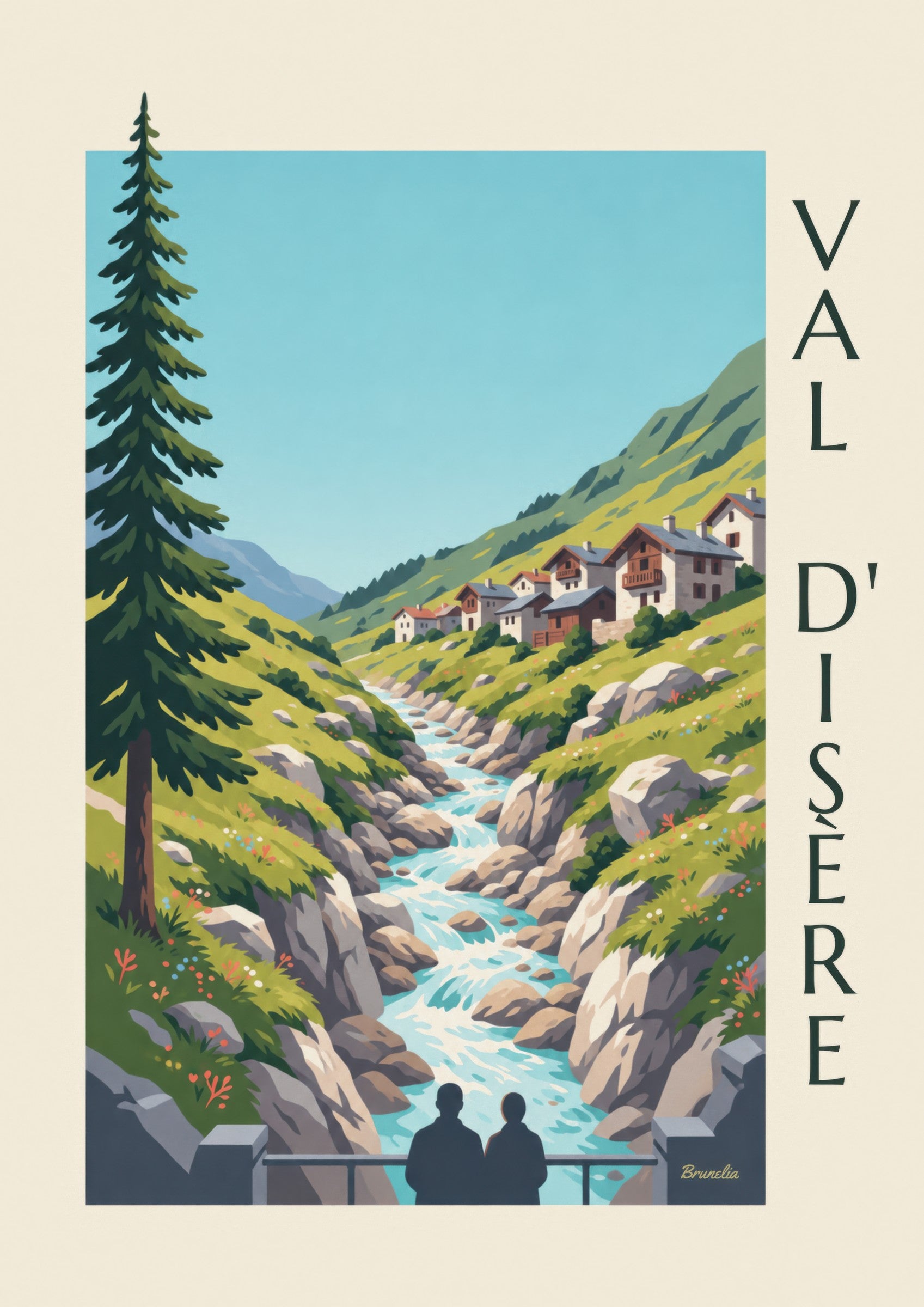 Affiche Val d’Isère, l’Isère dans les gorges du Fornet en été : détail en gros plan