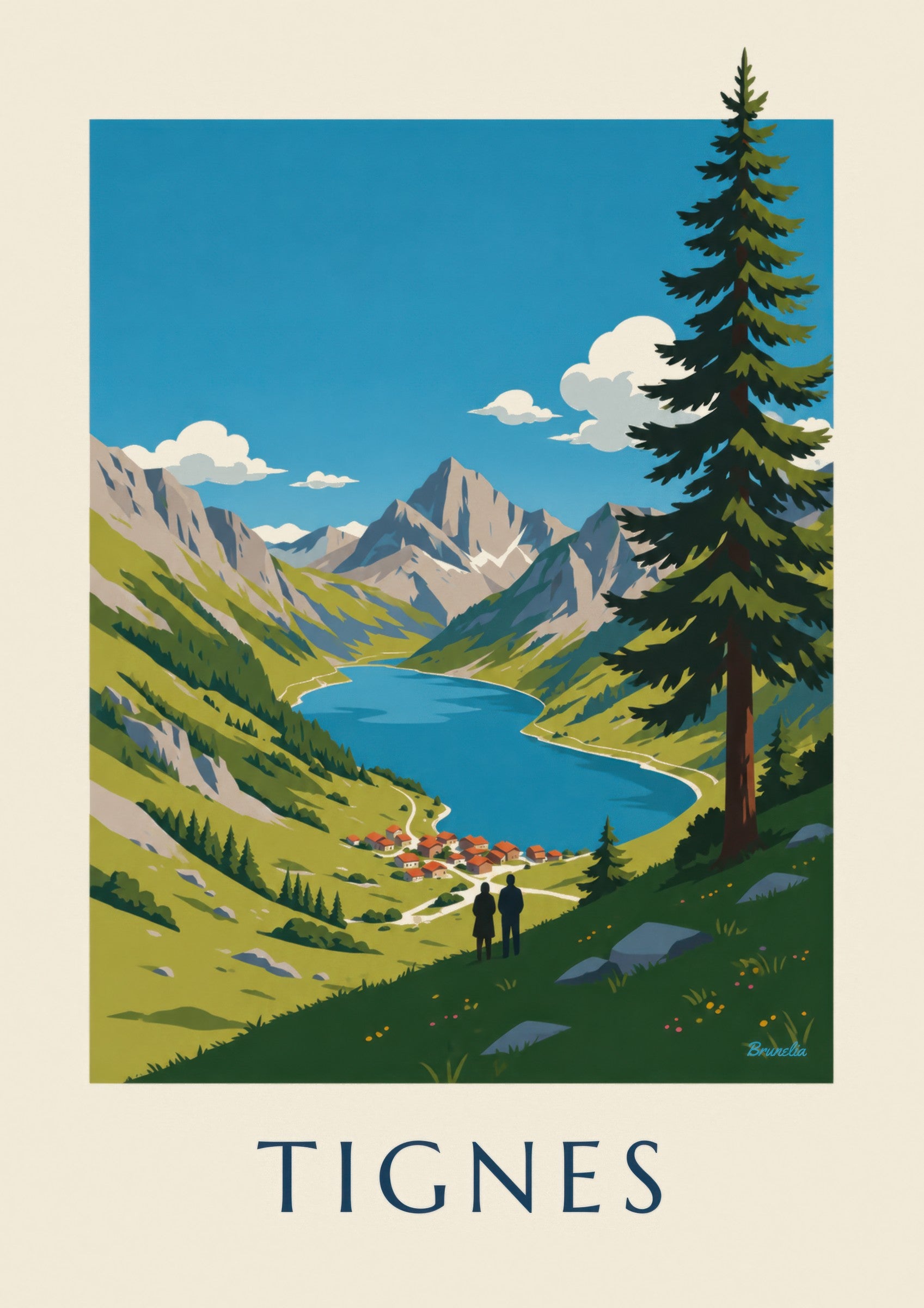 Affiche Tignes, lac du Chevril bleu profond: detail in close-up