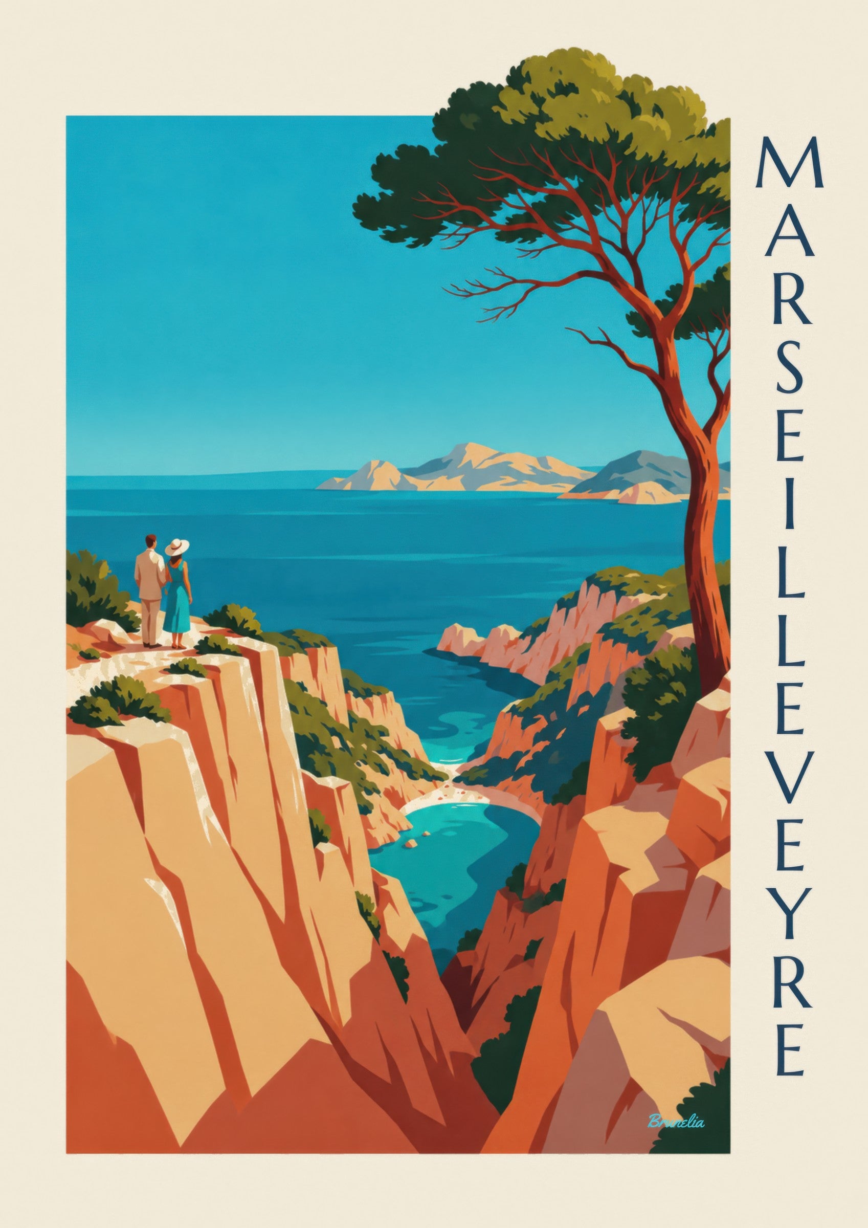 Affiche calanque de Marseilleveyre et îles de Riou: detail in close-up