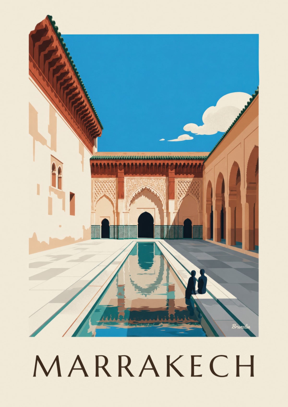 Affiche cour de la médersa Ben Youssef à Marrakech