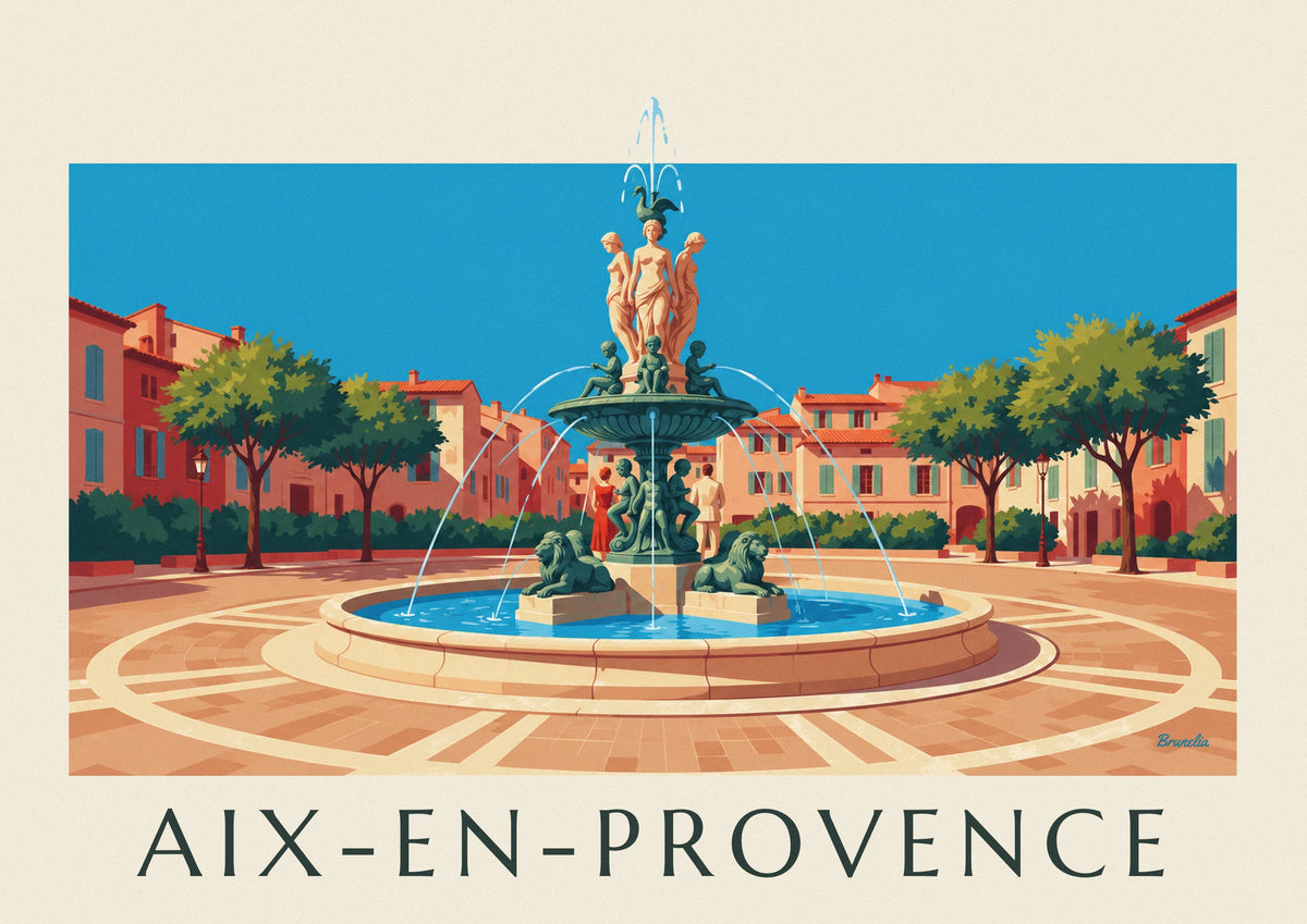 Aix-en-Provence Rotonde fountain poster