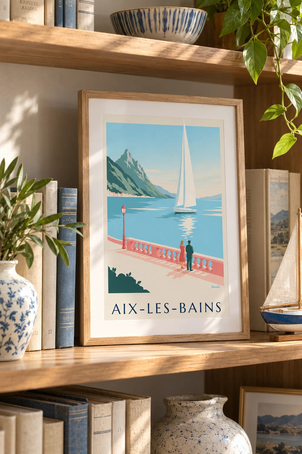 Bureau : mise en situation de Affiche voilier sur le lac du Bourget à Aix-les-Bains