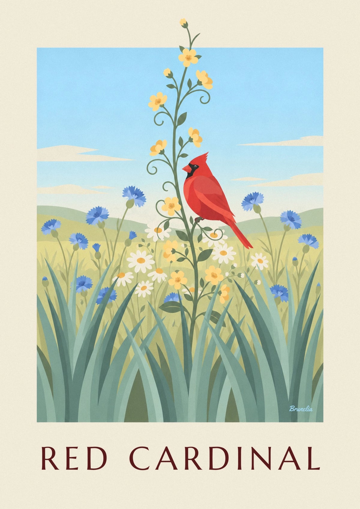 Poster als Geschenk zur Geburt, Baby, sanft botanisch, Brunelia