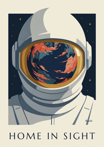 Poster Spiegelung der Erde im Helm eines Astronauten: das ganze Poster