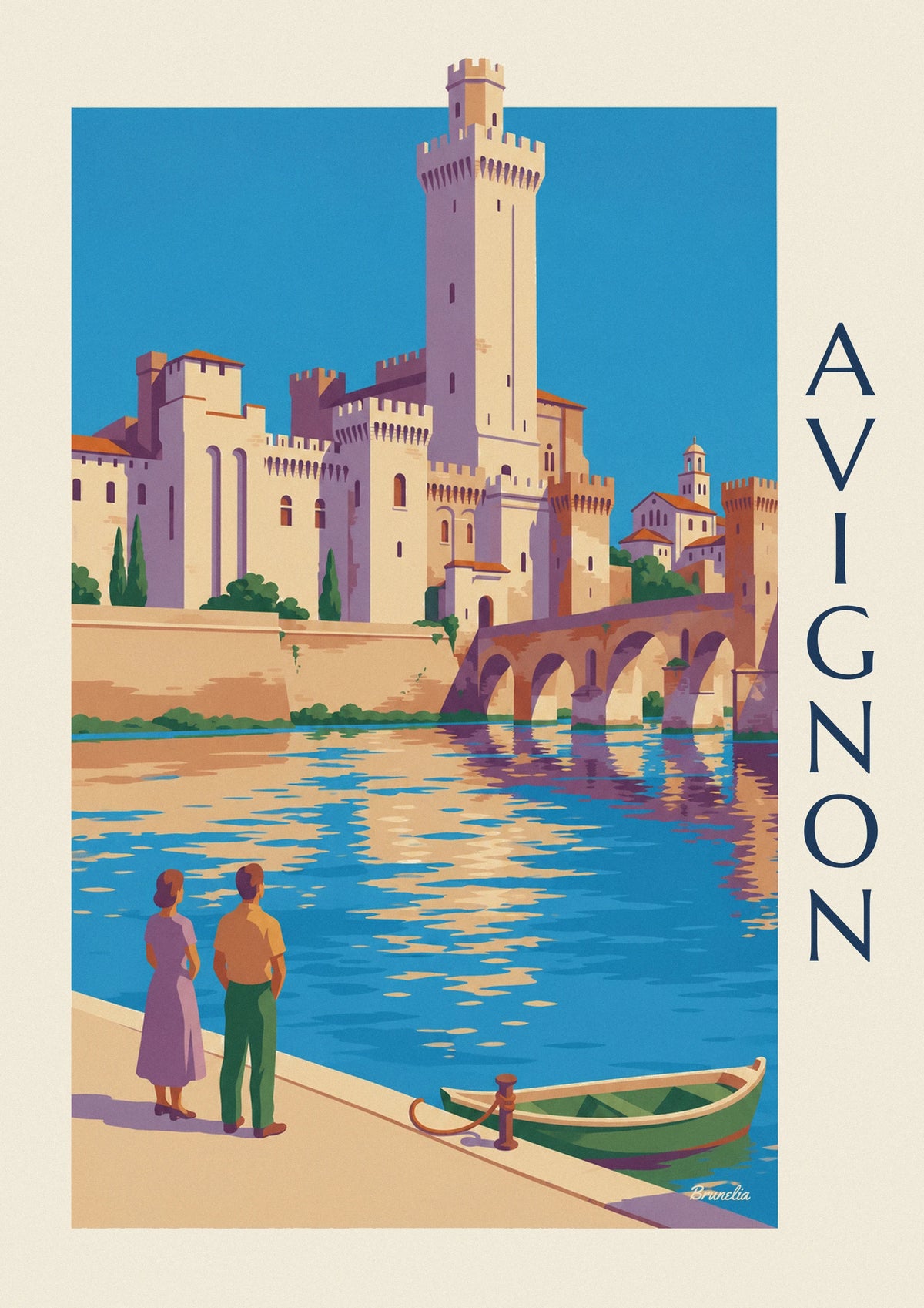 Poster Pont Saint-Bénézet en Pauselijk Paleis in Avignon