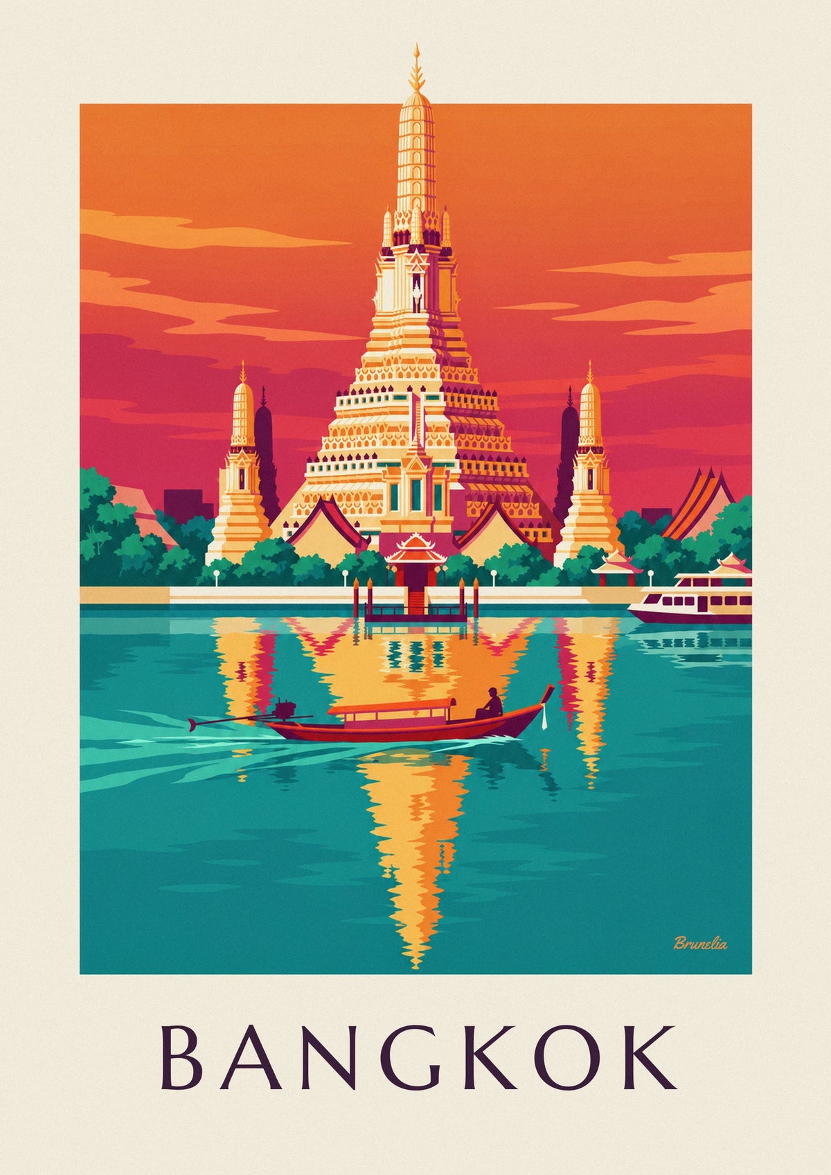 Bangkok Wat Arun riverside temple poster