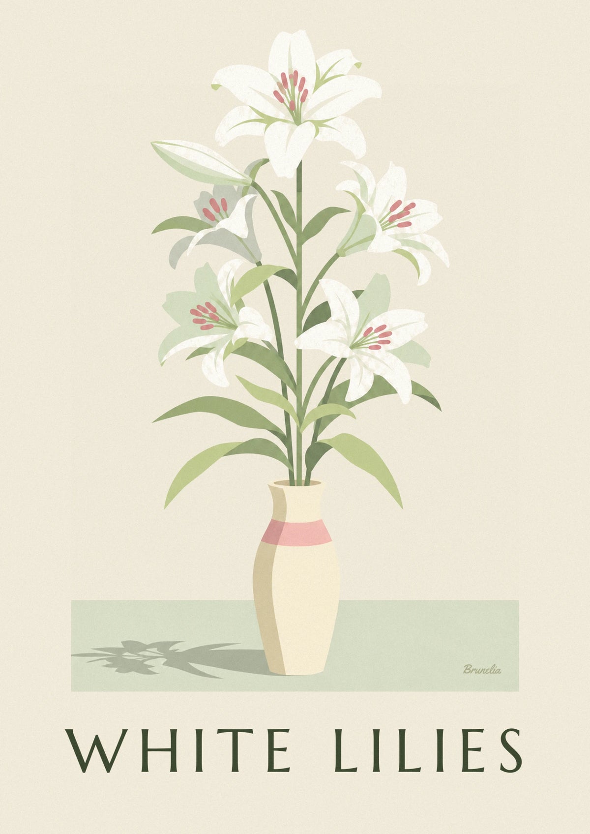 Affiche bouquet de lys blancs dans un grand vase